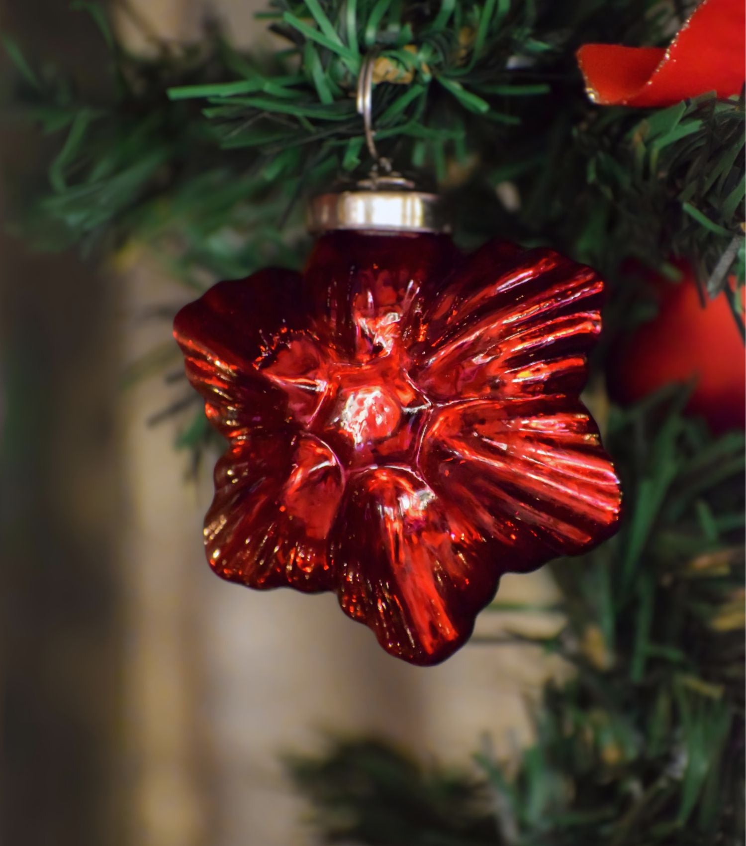 Christmas ornament red set of 6