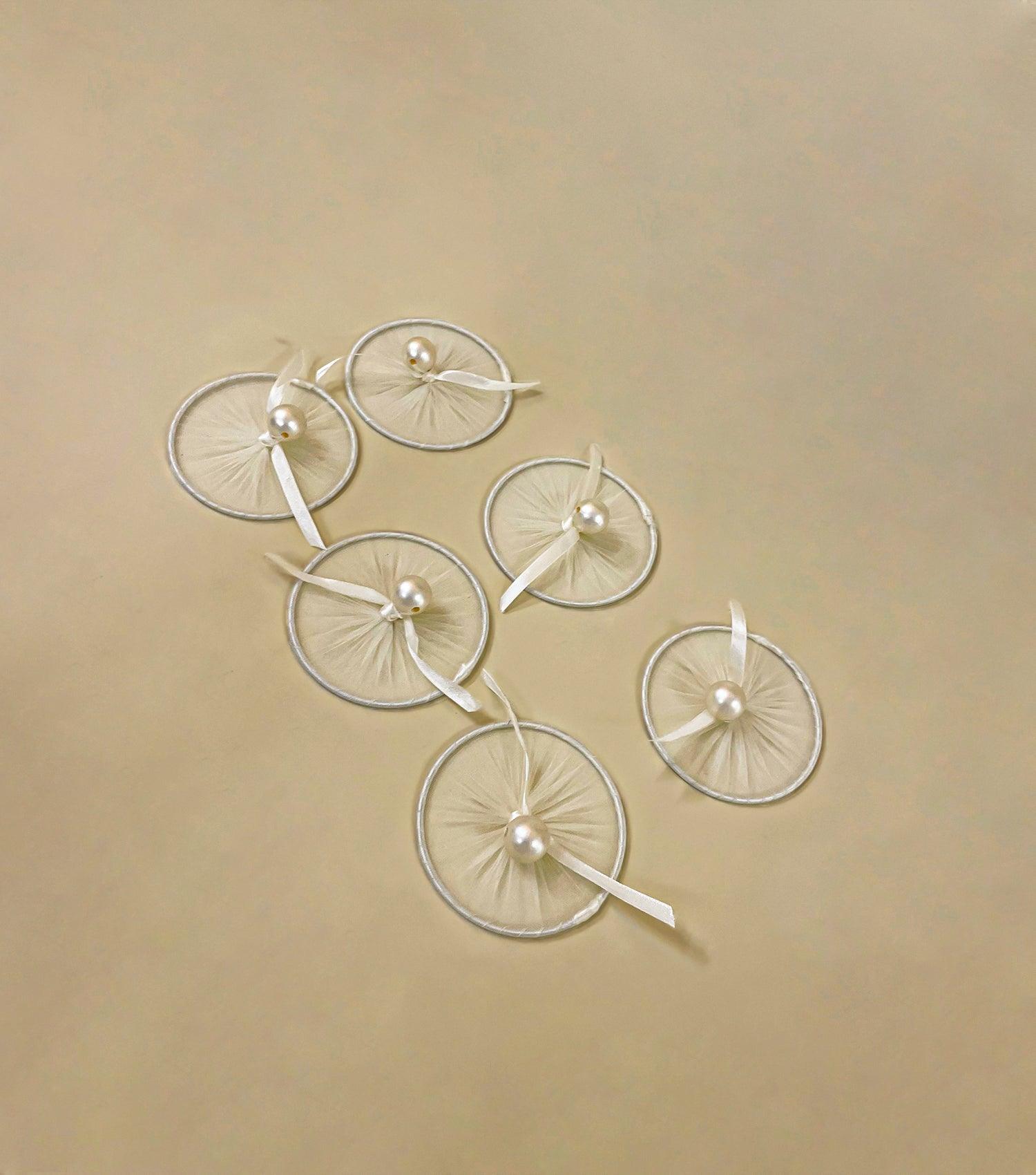 Auric glass covers with pearl beads - set of 6 - Elvy Lifestyle