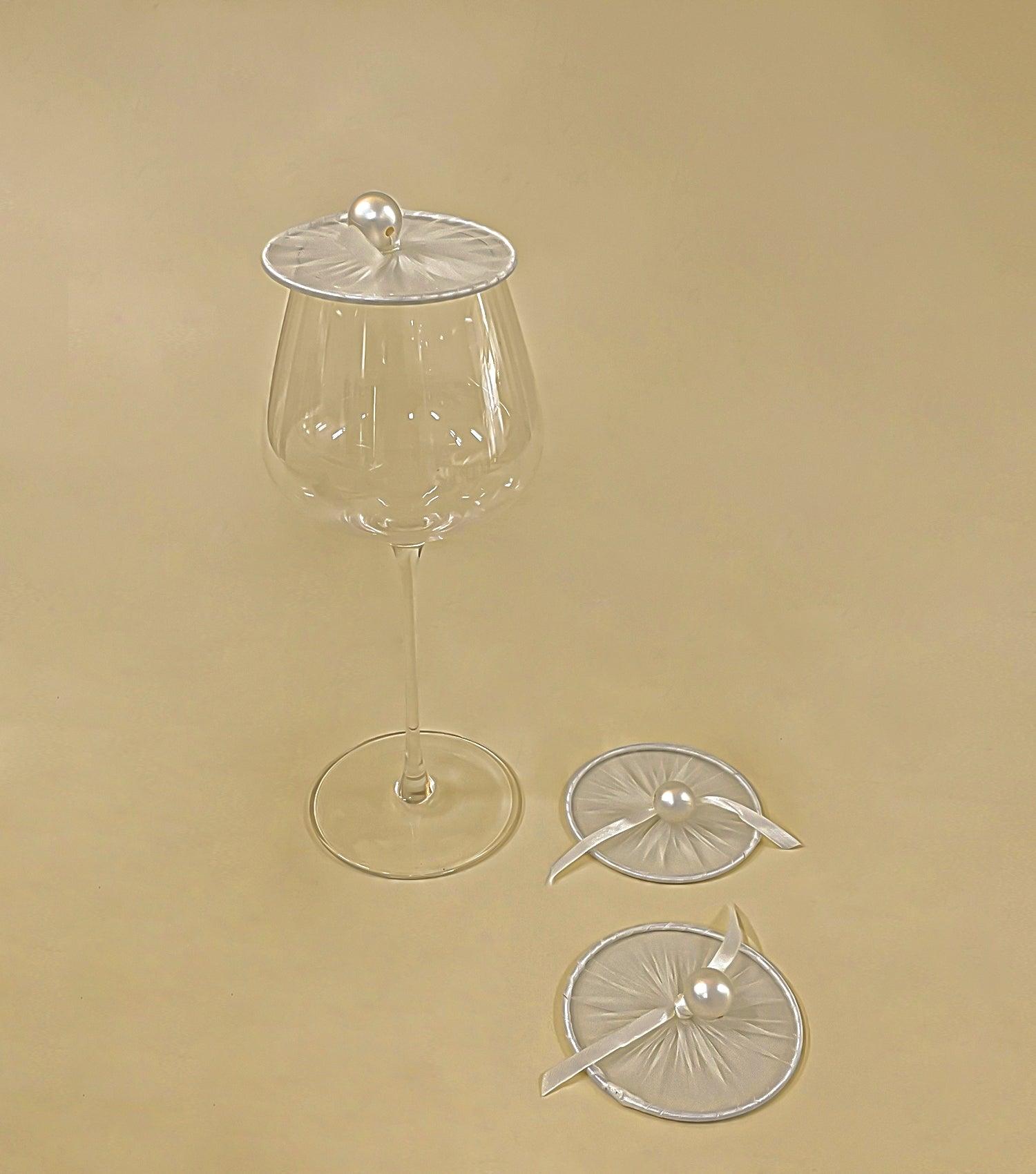 Auric glass covers with pearl beads - set of 6 - Elvy Lifestyle