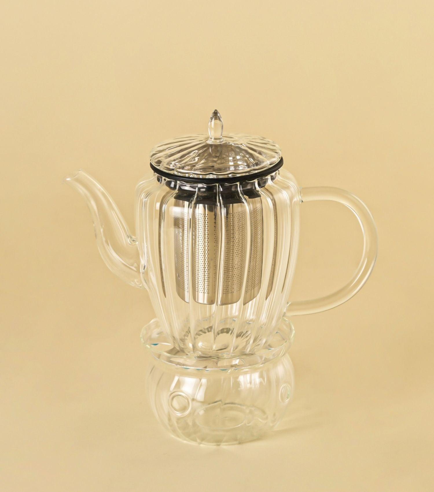 Borosilicate Teapot With warmer - Elvy Lifestyle