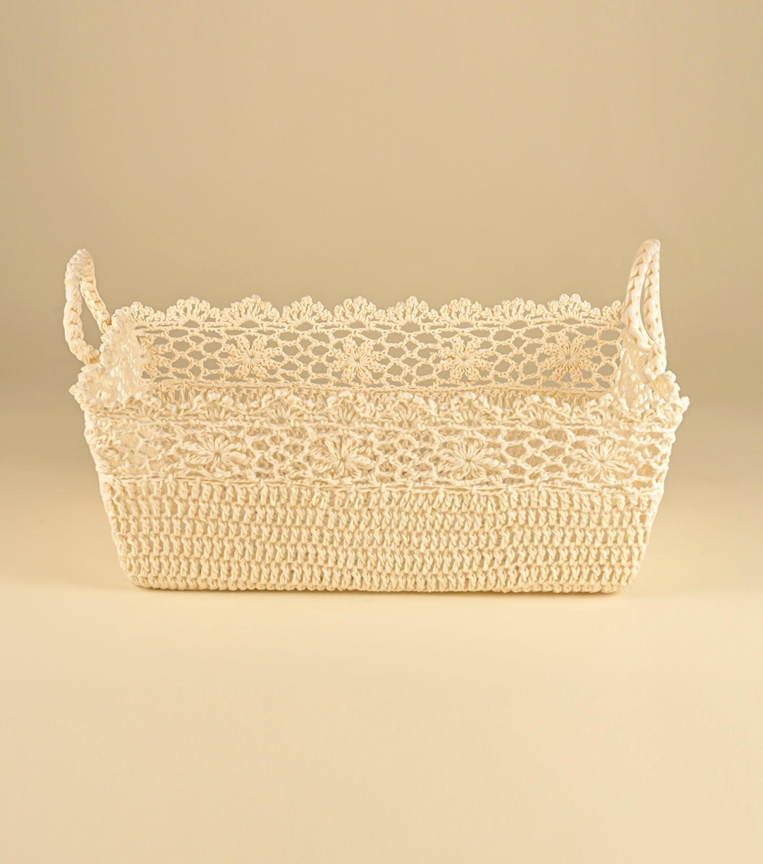 Crochet Basket with handle - Elvy Lifestyle