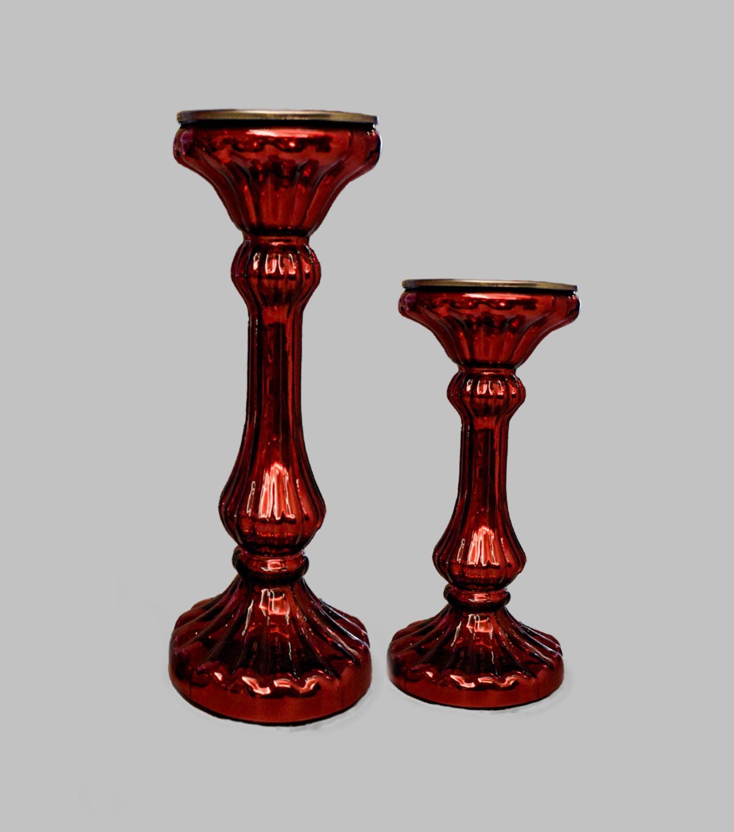 Mercerized Candle stand Red - Elvy Lifestyle