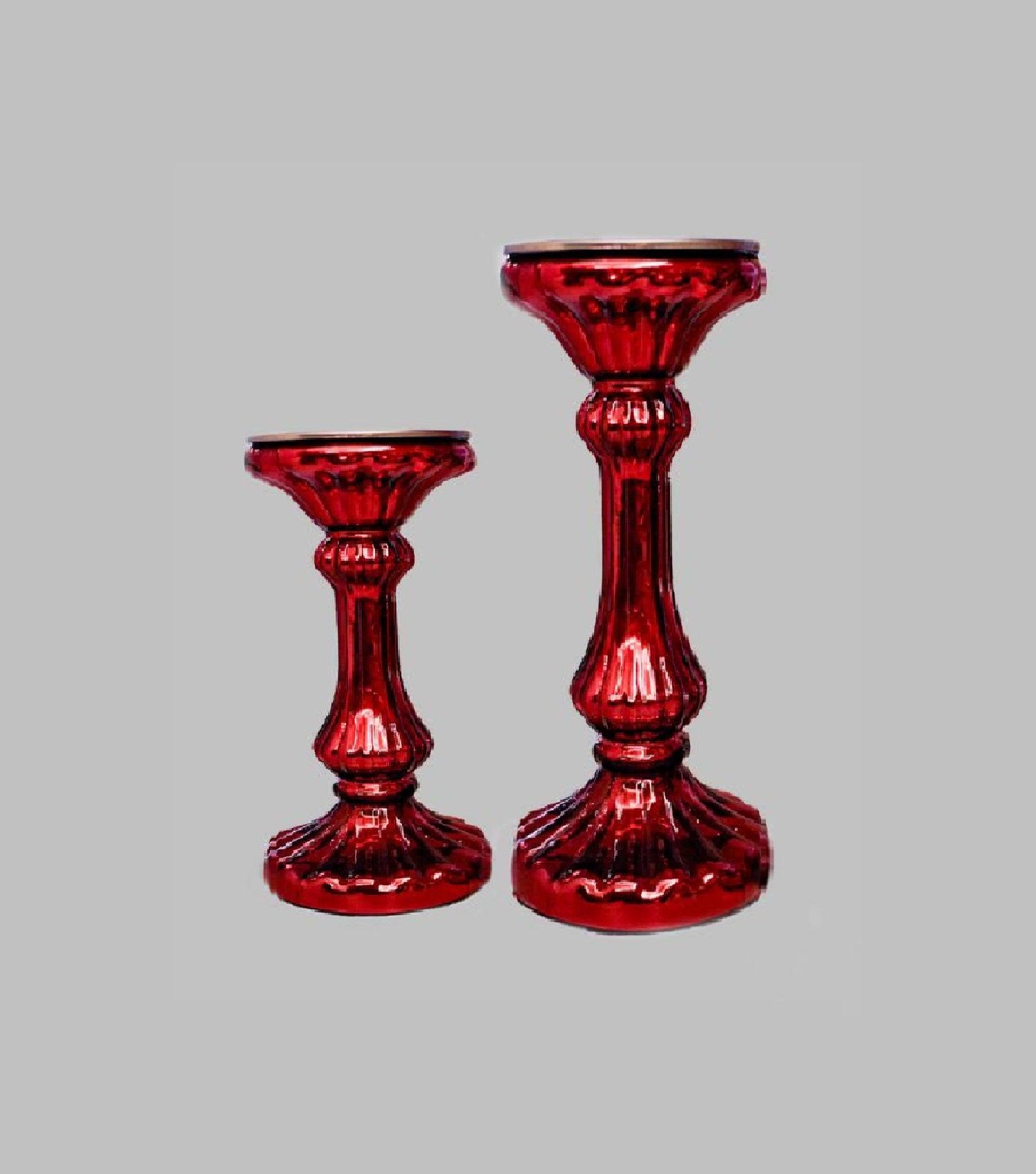 Mercerized Candle stand Red - Elvy Lifestyle