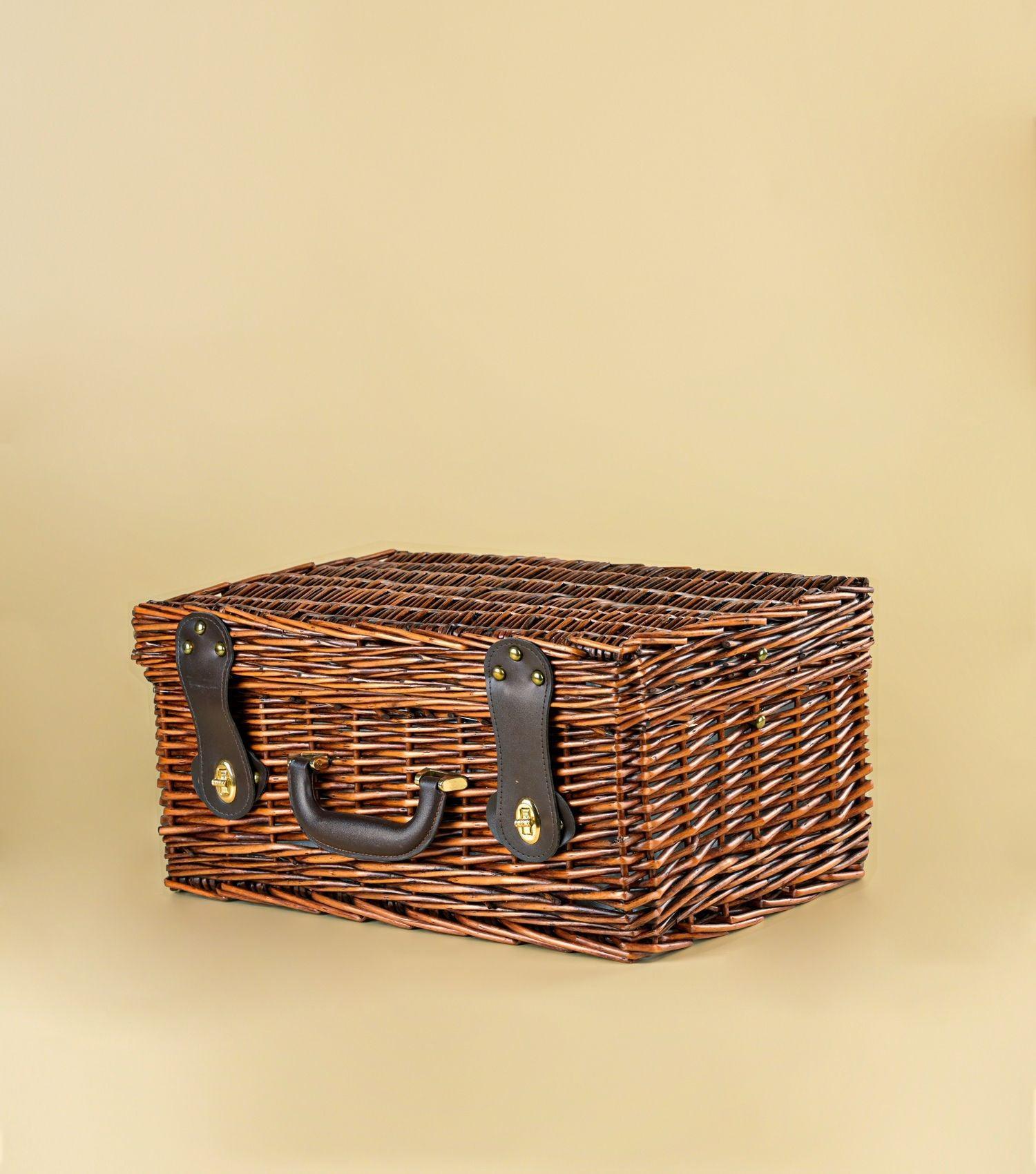Willow picnic basket brown for 4 people - Elvy Lifestyle