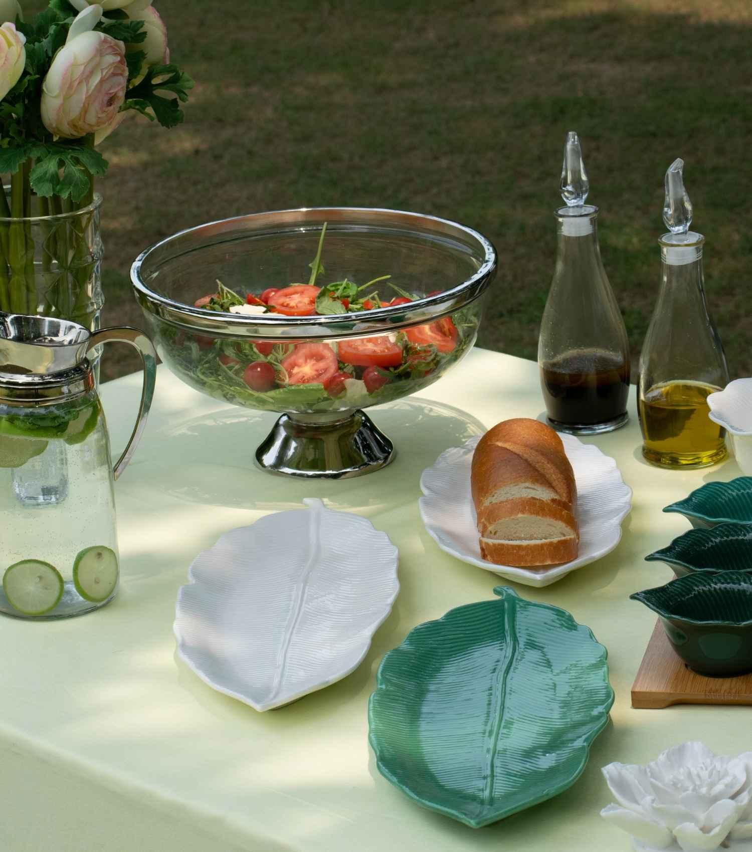 Tropical Leaf platter white - Elvy Lifestyle