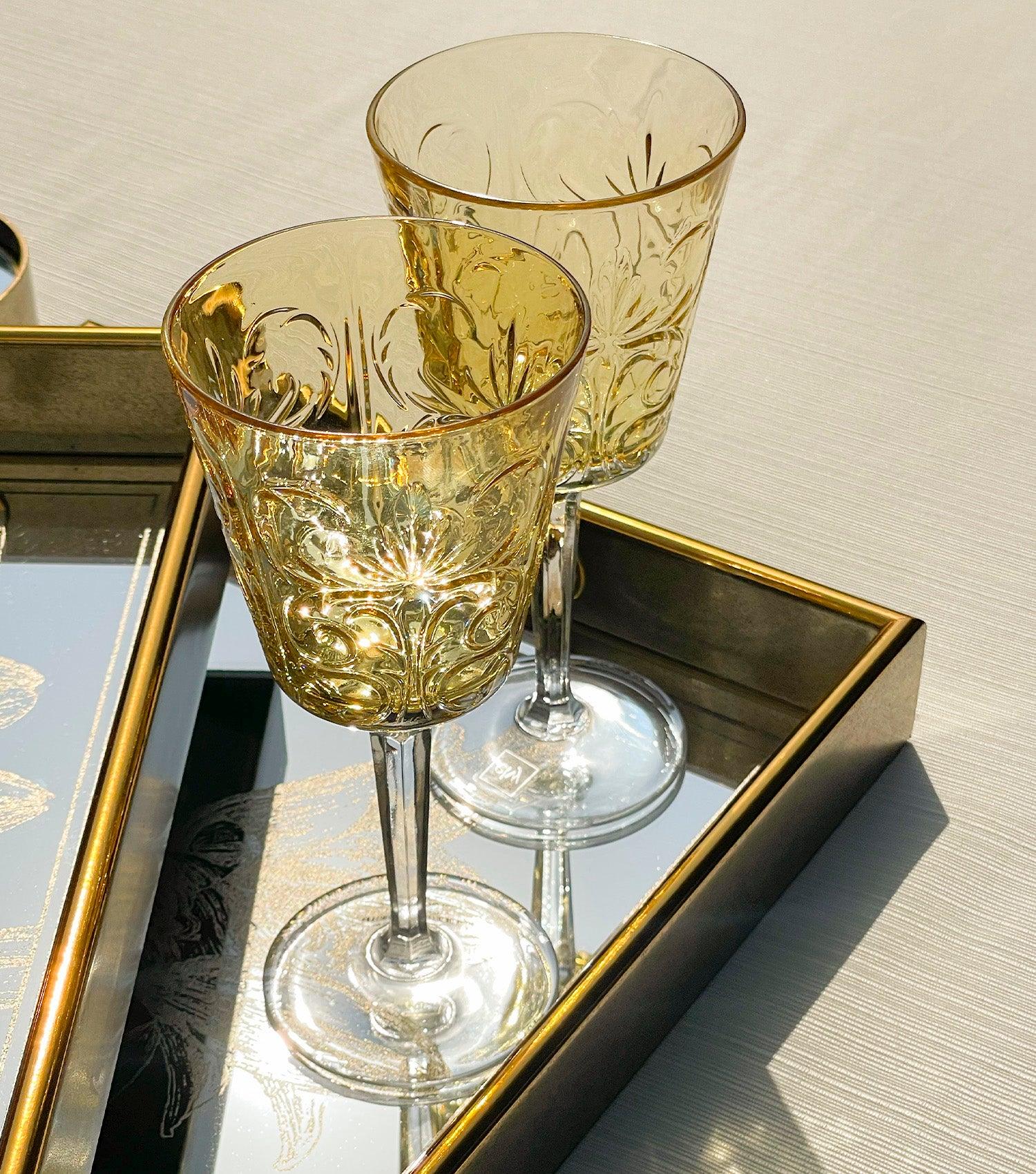 Goblet Barocco Amber set of 6 - Elvy Lifestyle