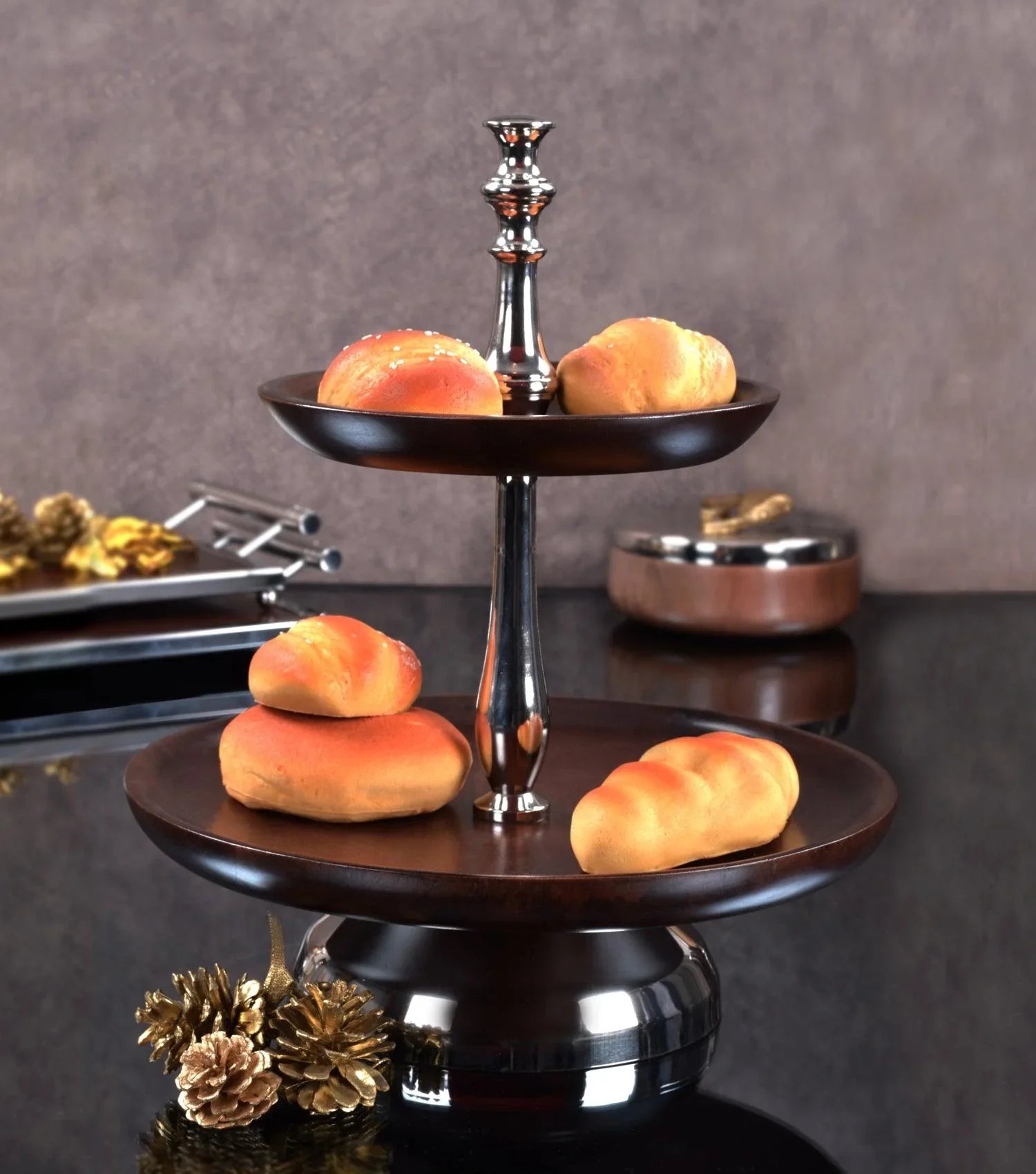 Walnut 2 tier - Elvy Lifestyle