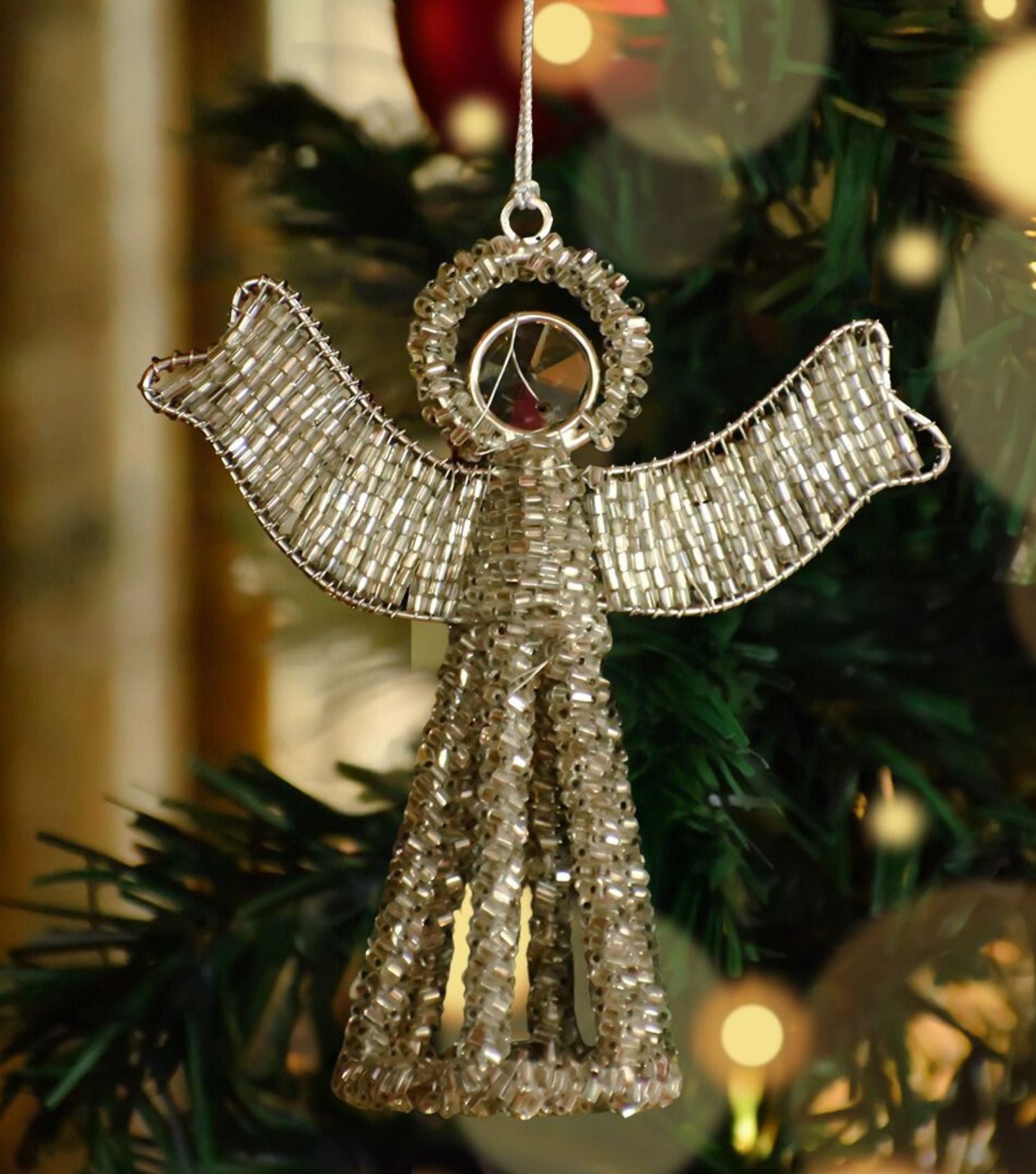 X Mas Beaded Angel Ornament