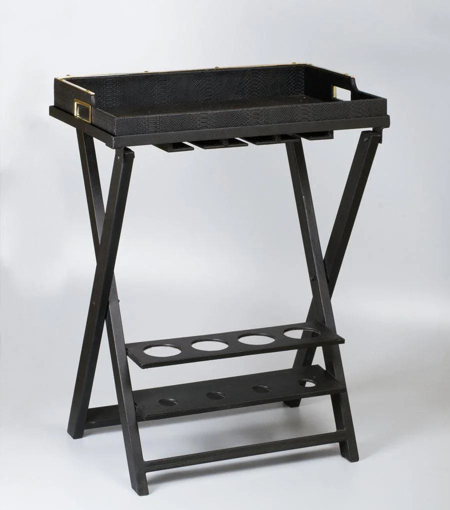 Butler Table With Gold Trims - Elvy Lifestyle