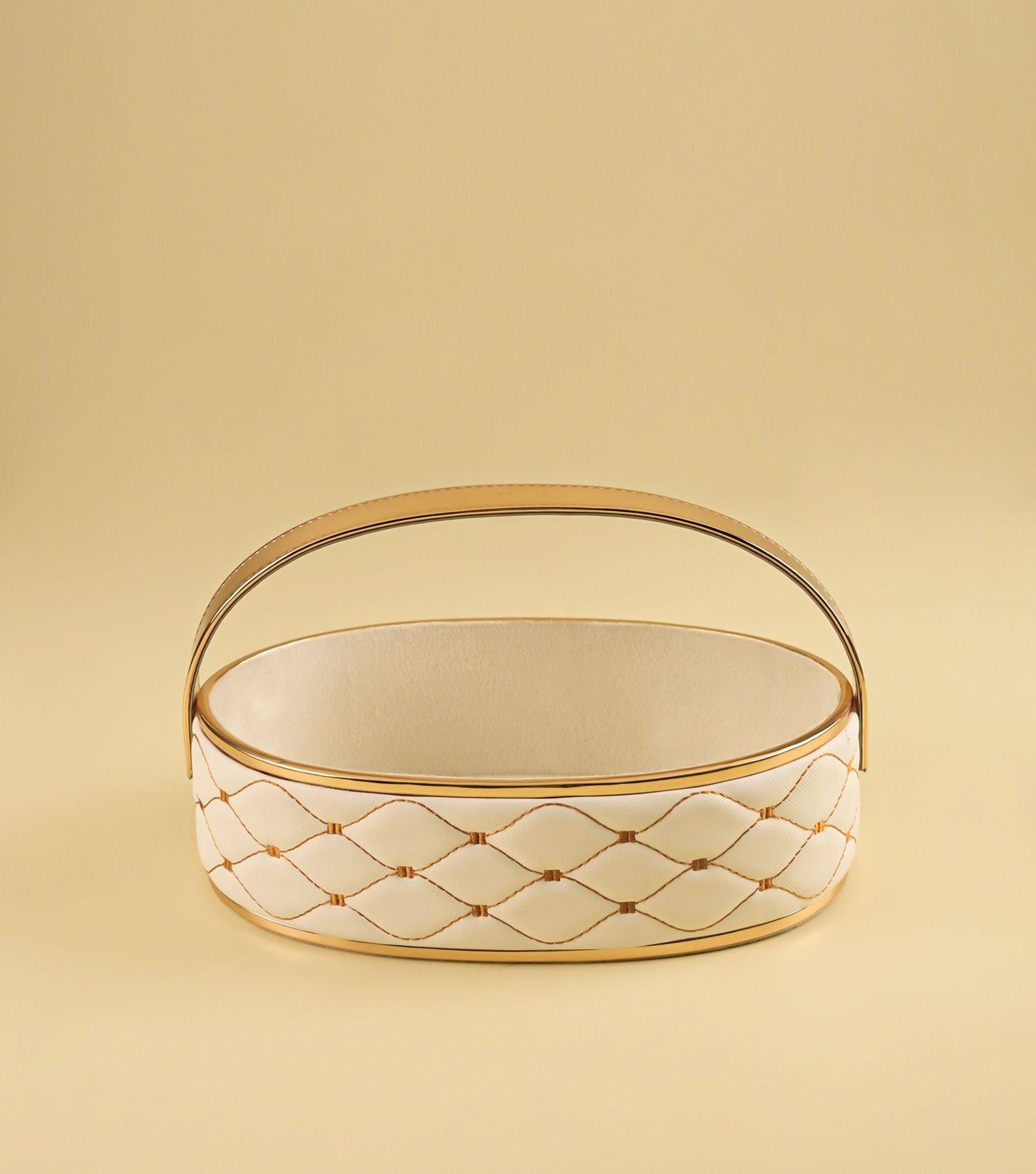 Quinn embroidered oval basket - Elvy Lifestyle