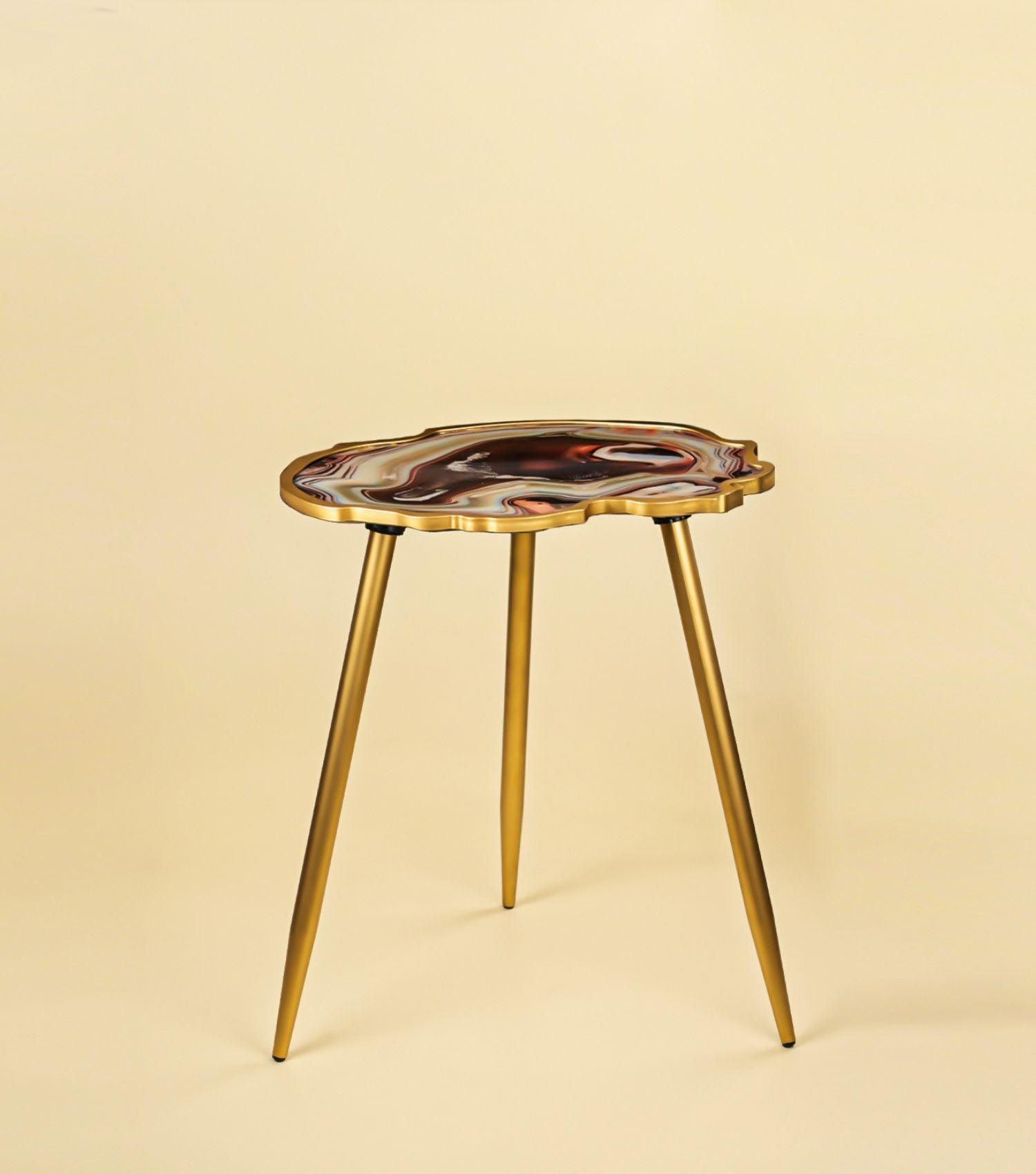 Reza Side Table Brown - Elvy Lifestyle