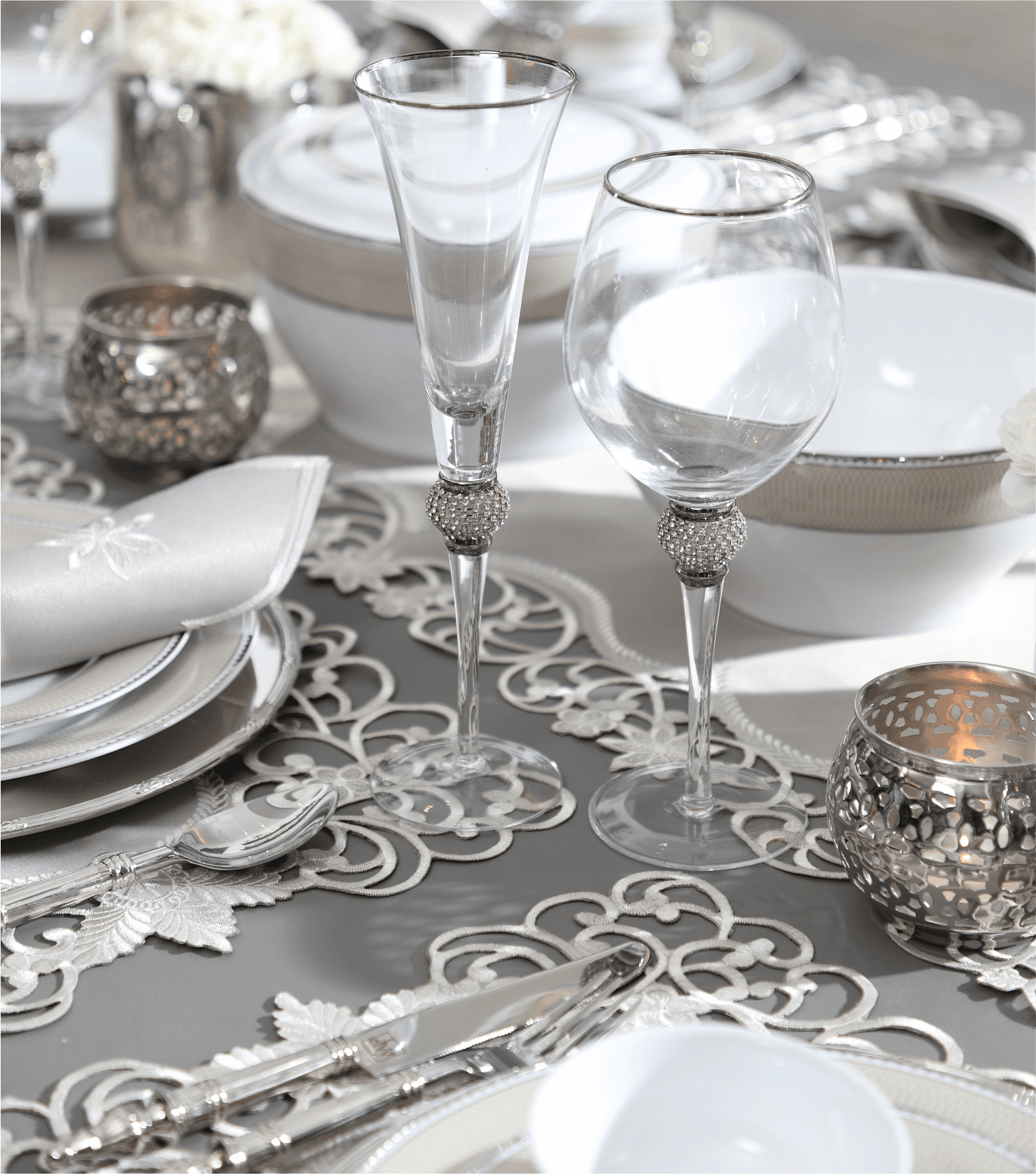 Fionna Champagne Glass Silver Set of 6 - Elvy Lifestyle