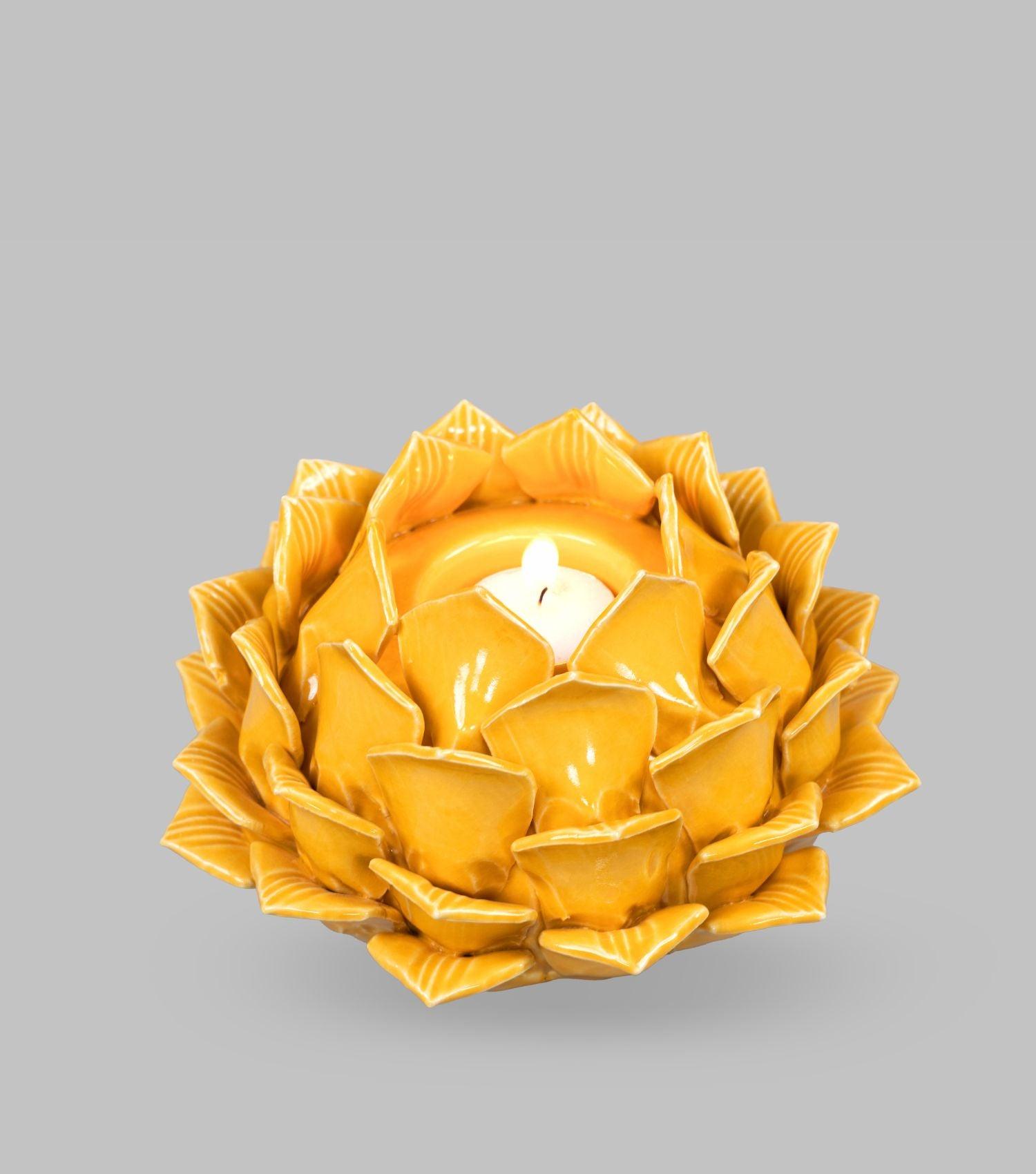 Artichoke T lite holder yellow - Elvy Lifestyle