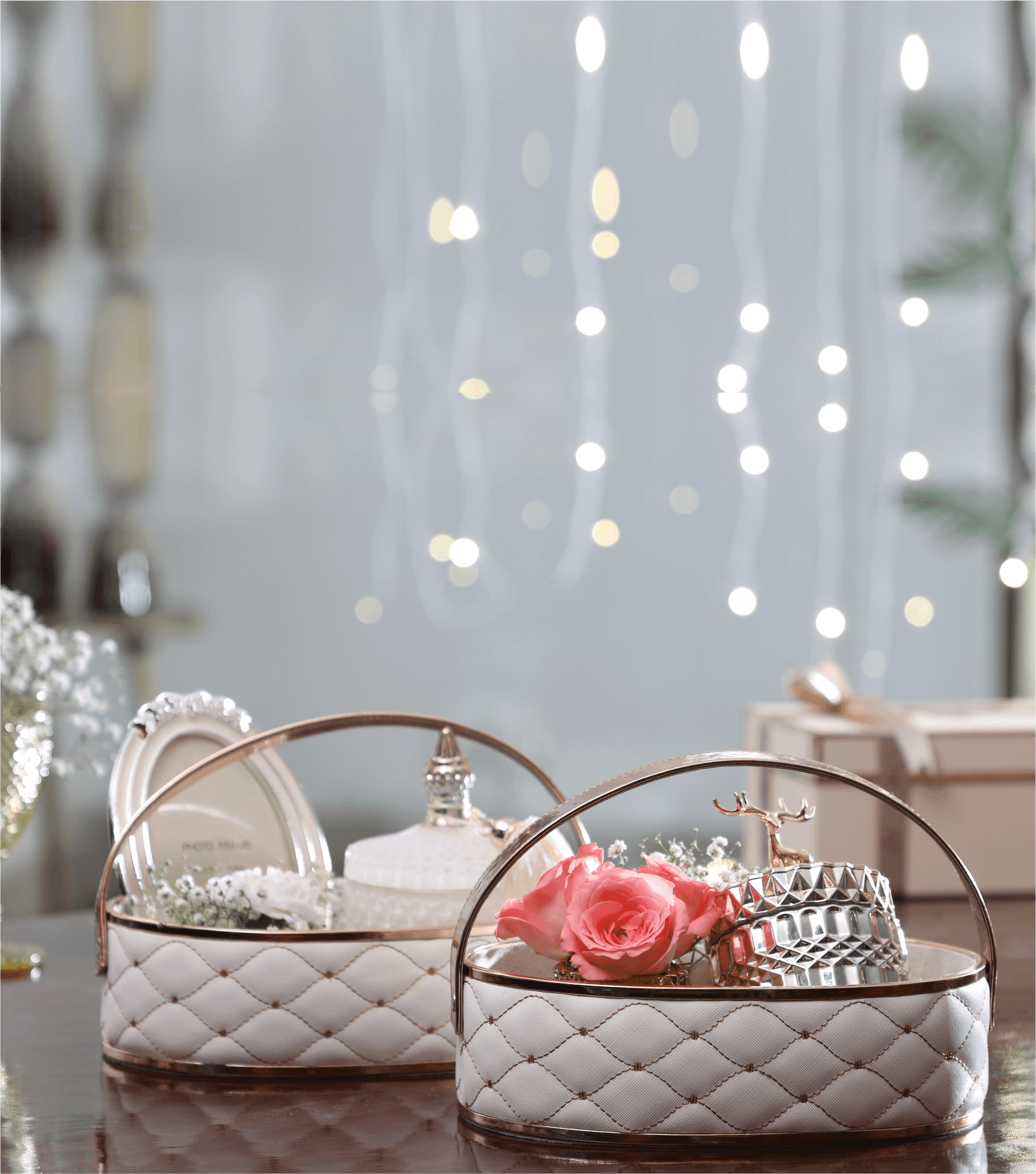 Quinn embroidered oval basket - Elvy Lifestyle