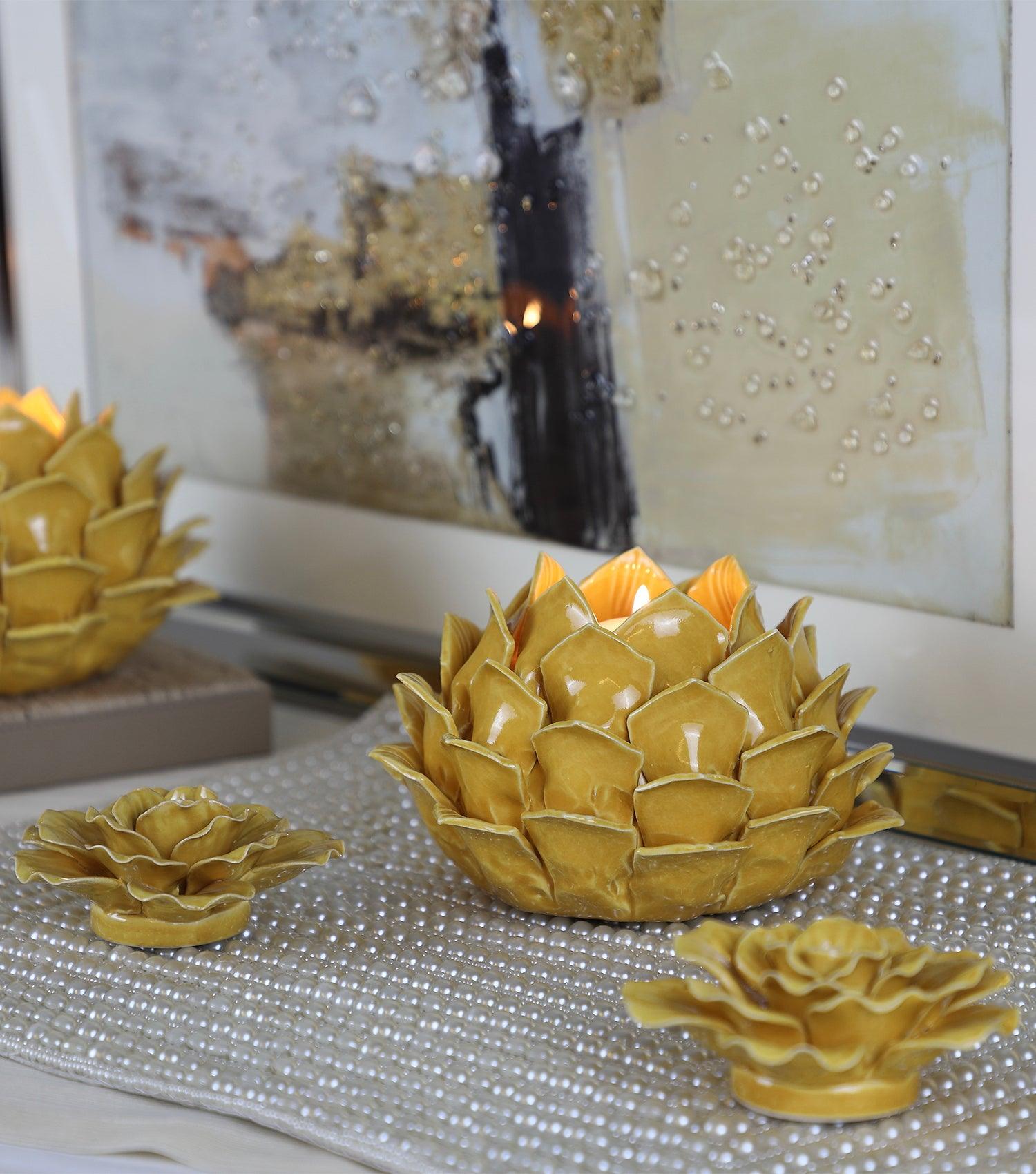 Artichoke T lite holder yellow - Elvy Lifestyle