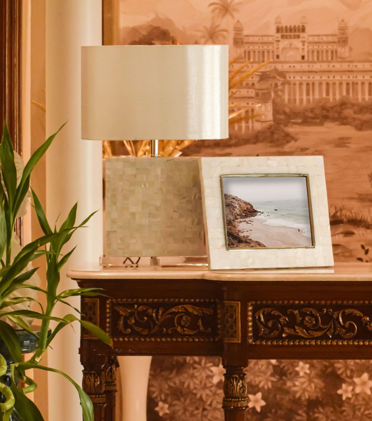 MOP White Lamp with shade - Elvy Lifestyle