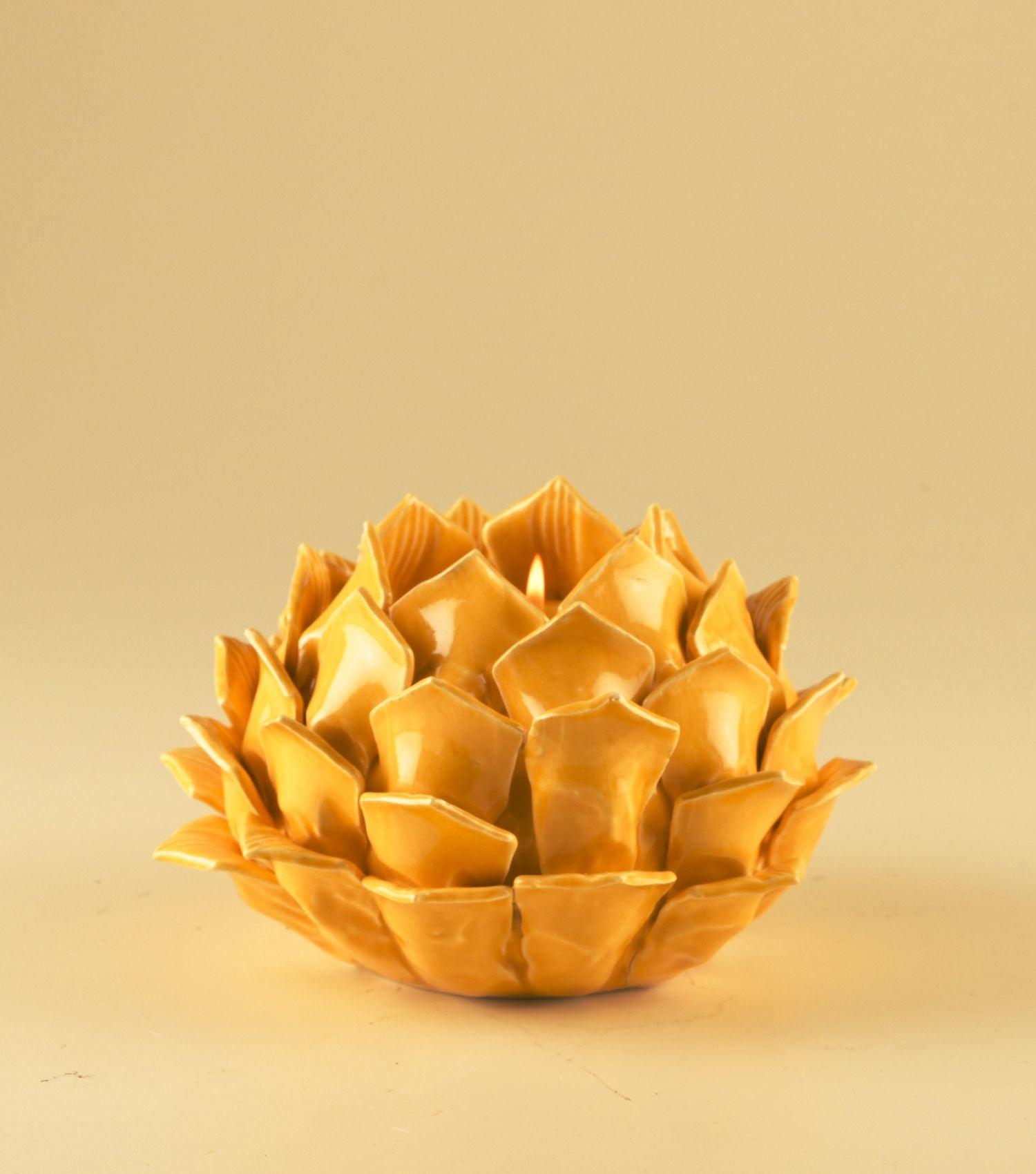Artichoke T lite holder yellow - Elvy Lifestyle
