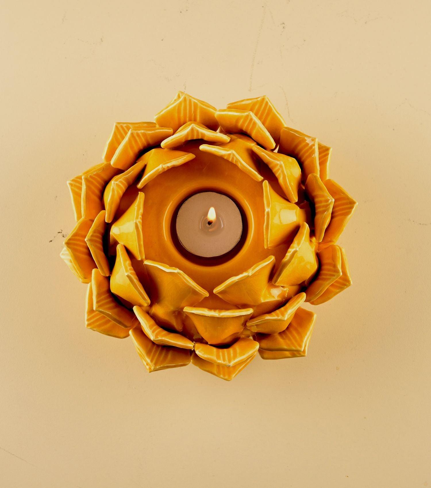 Artichoke T lite holder yellow - Elvy Lifestyle