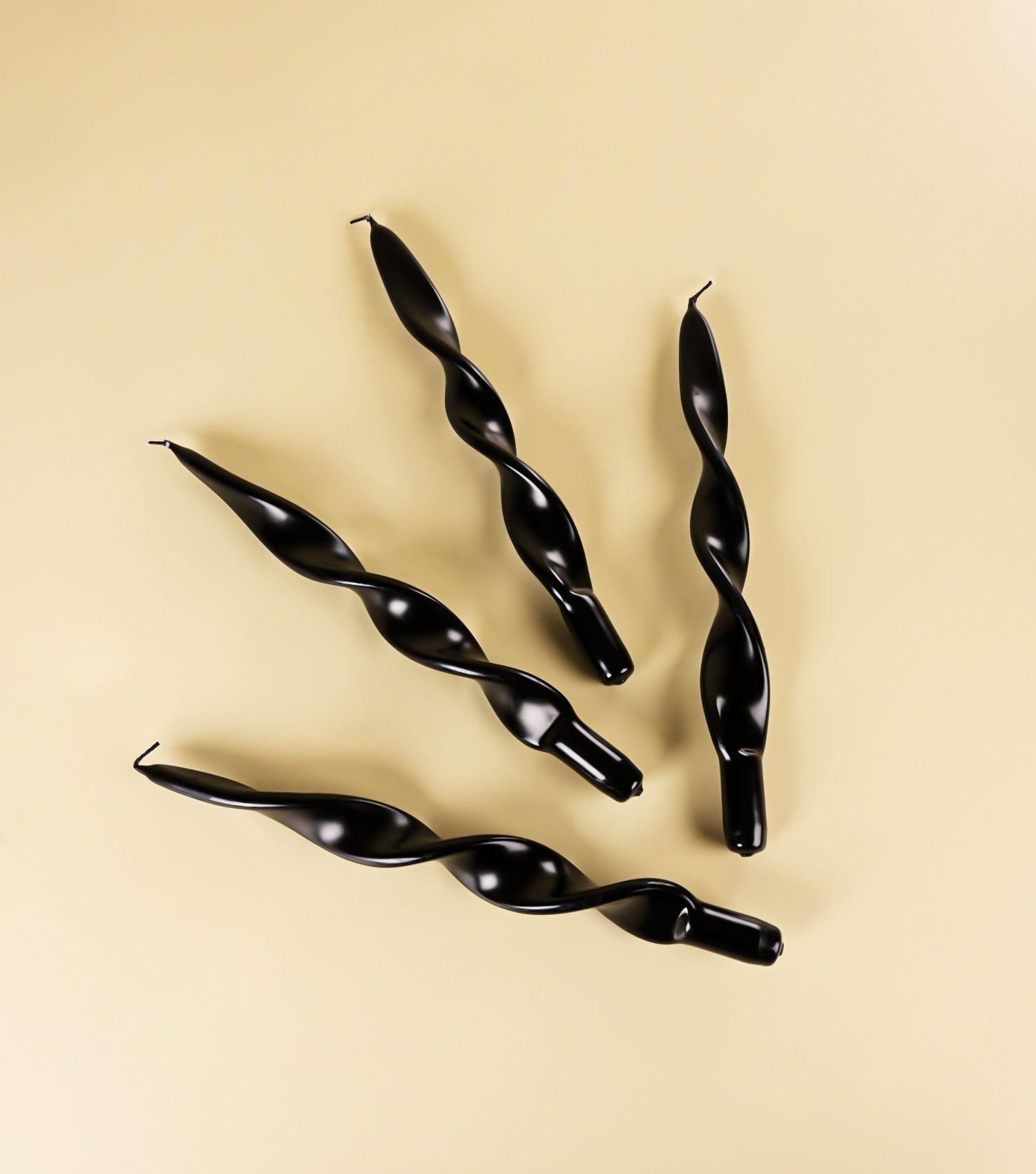 Ribbon Taper candle Black set of 4 - Elvy Lifestyle
