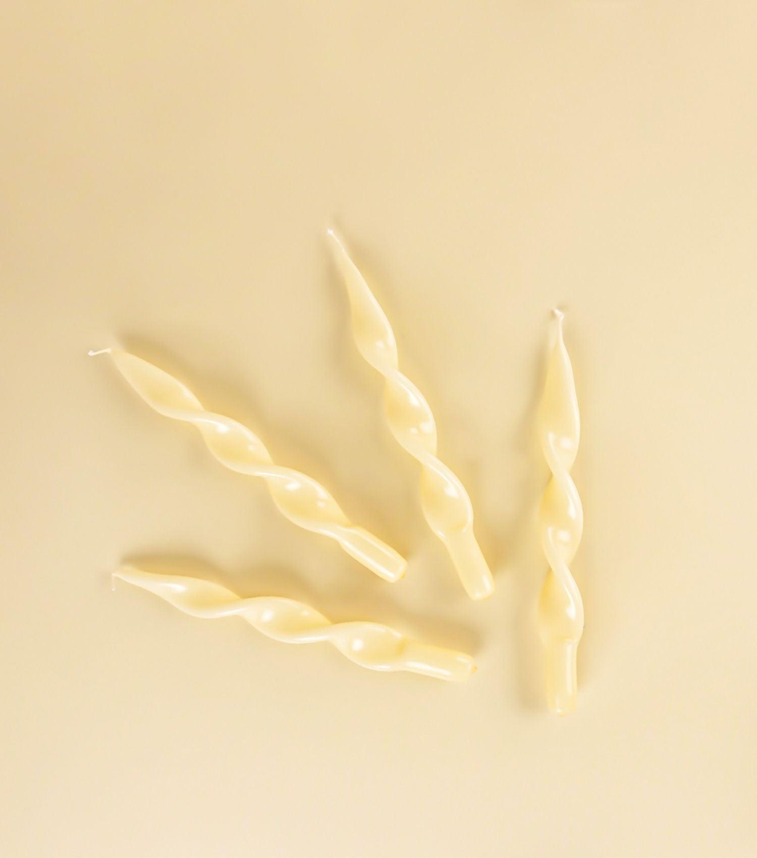 Ribbon Taper Candle Ivory Set of 4 - Elvy Lifestyle