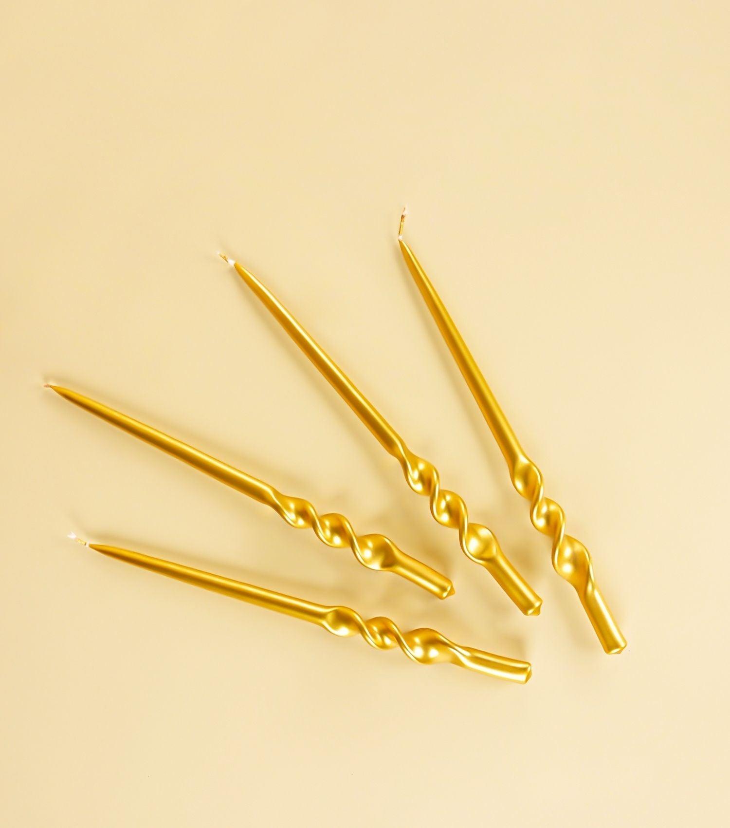 Alfa Taper candle Gold s/4 - Elvy Lifestyle