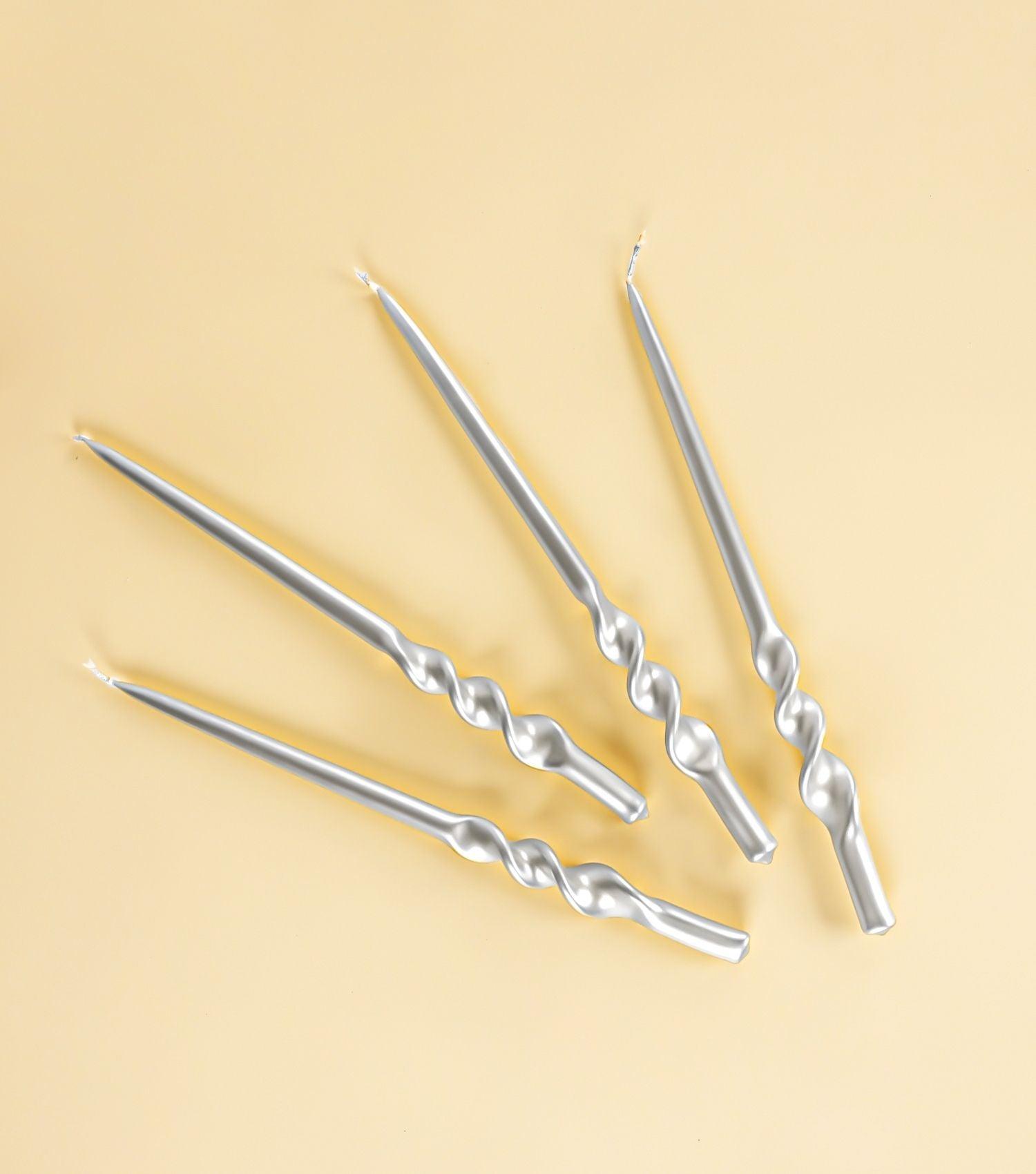 Alfa Taper Candle Silver Set of 4 - Elvy Lifestyle