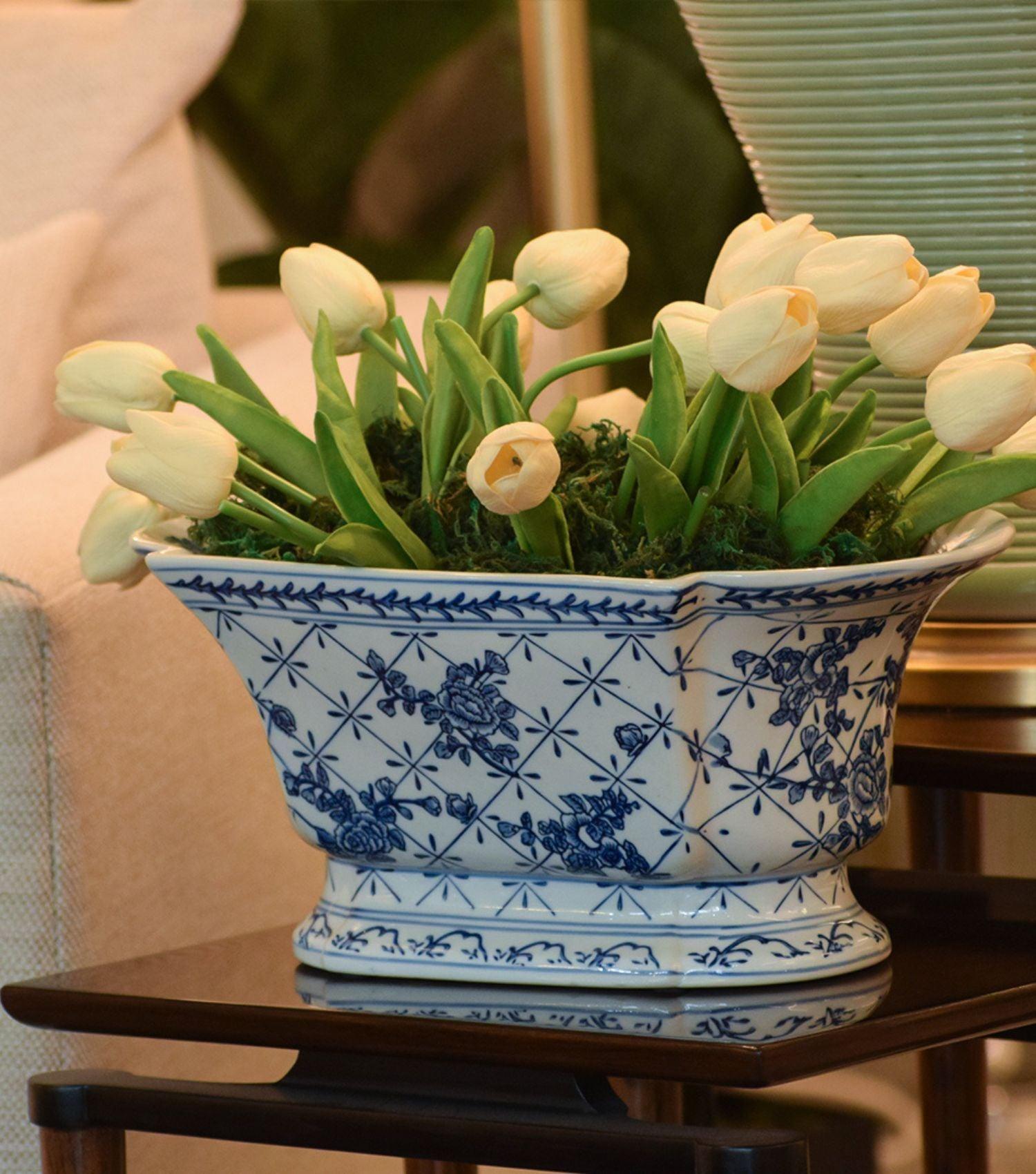 Sierra blue & white Planter - Elvy Lifestyle
