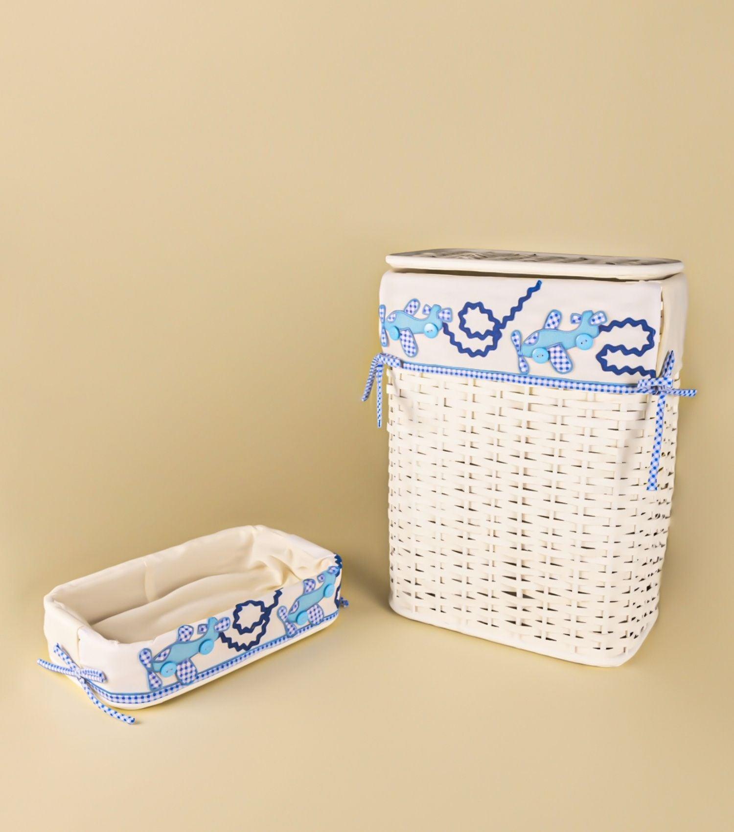 Blue Aeroplane Laundry Bin - Elvy Lifestyle