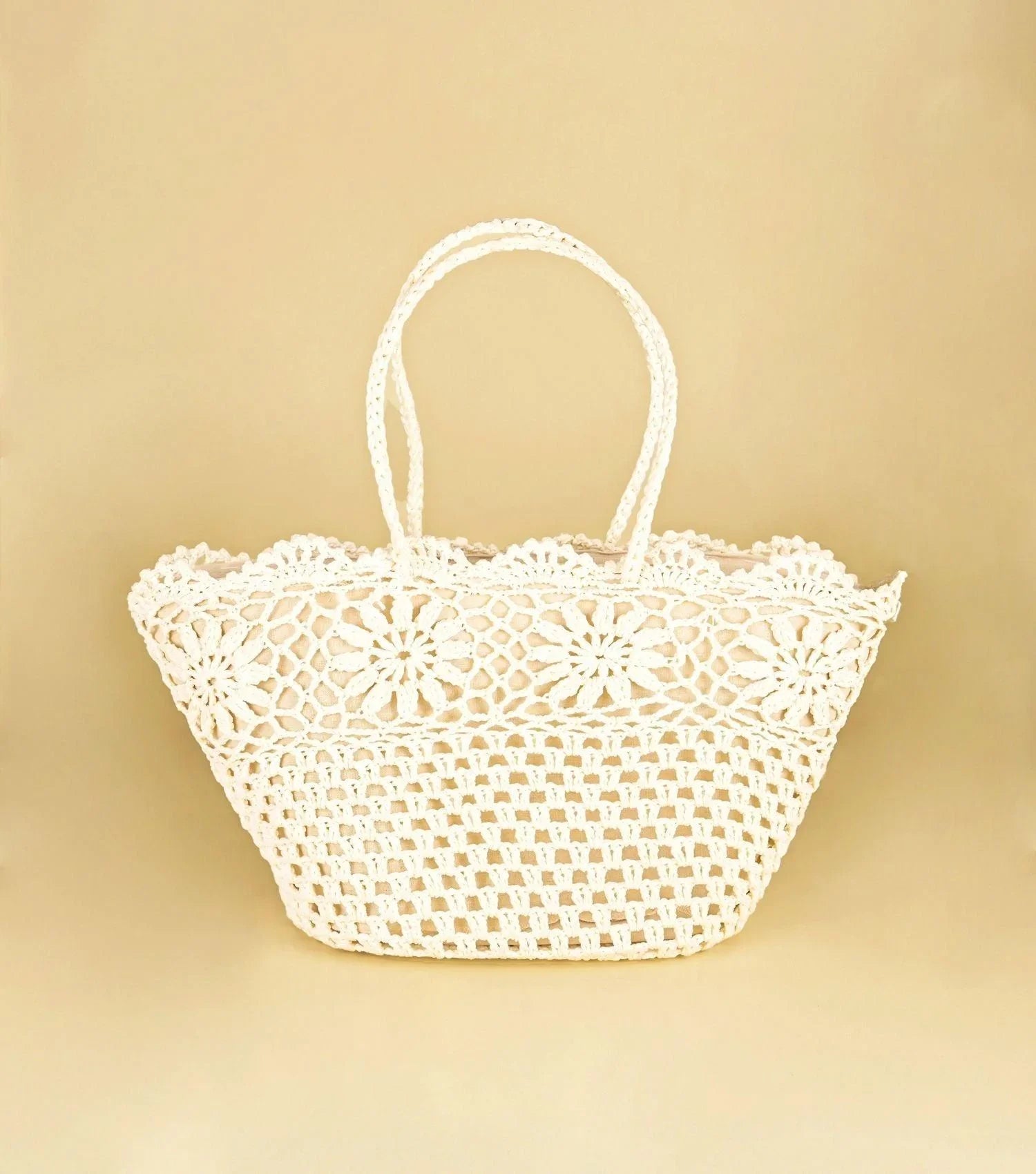 Crochet Tote Ivory - Elvy Lifestyle