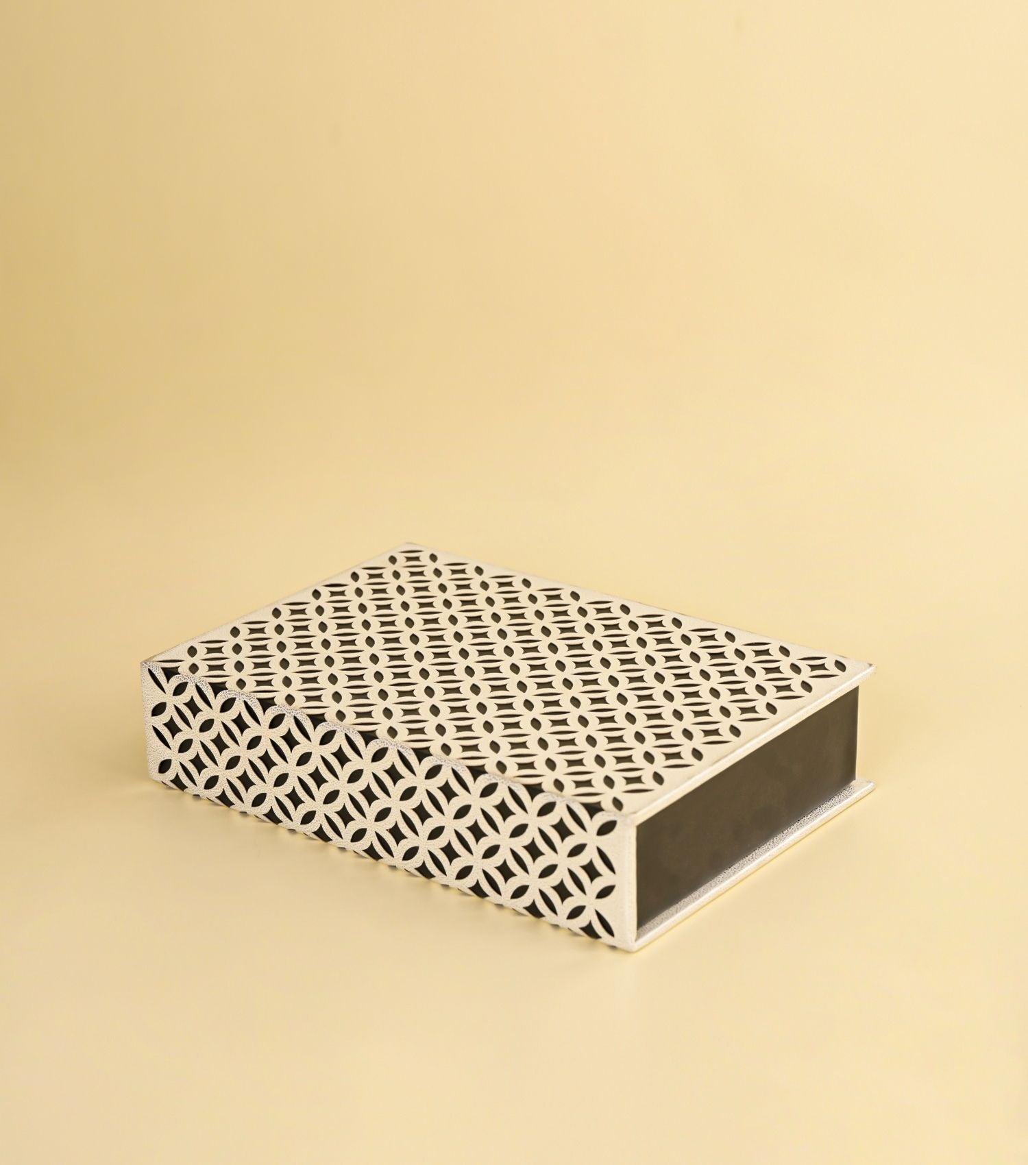 Fretwork Blk & Silver Book Cover - Elvy Lifestyle