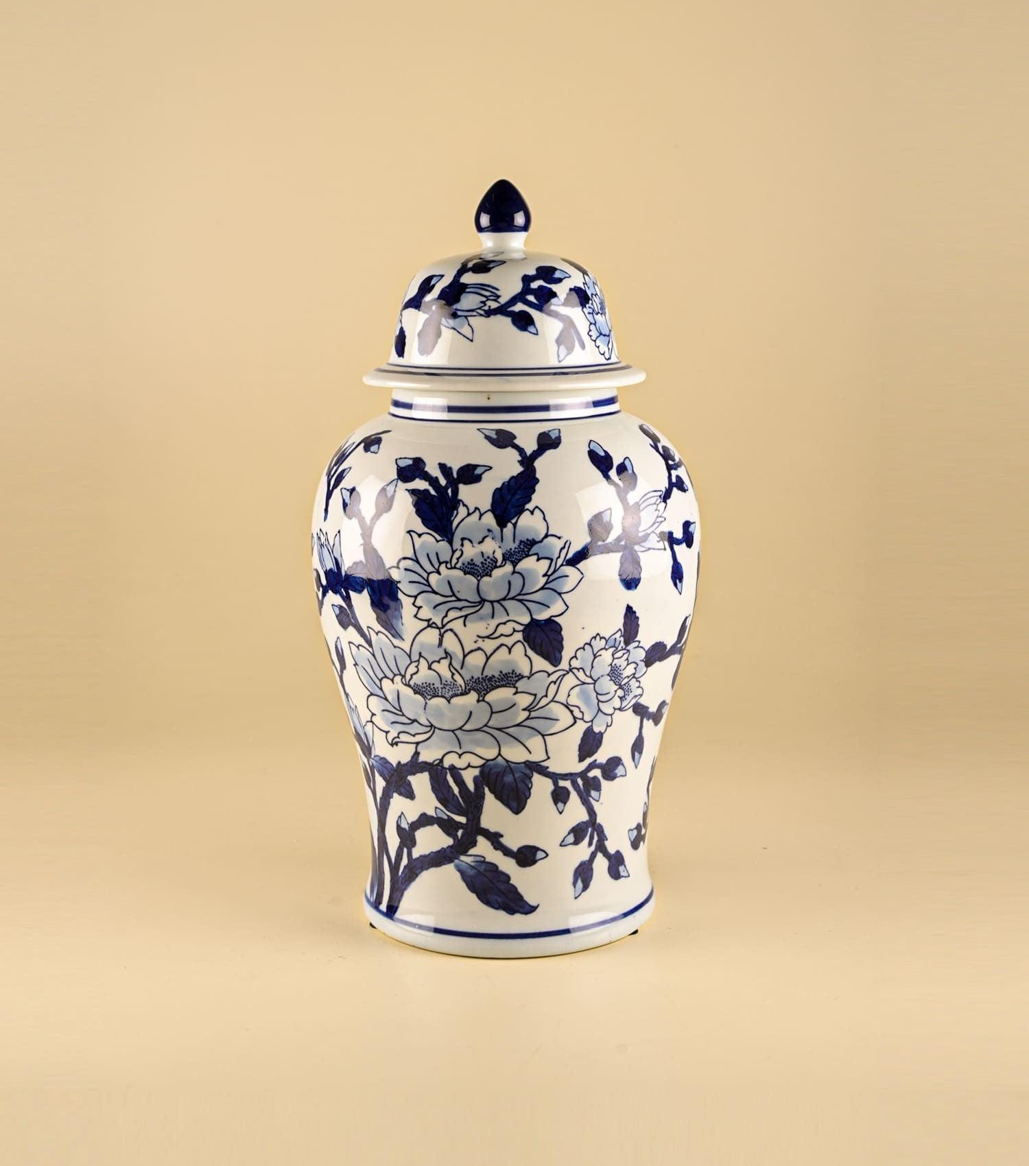 Azul Floral Ginger Jar - Elvy Lifestyle