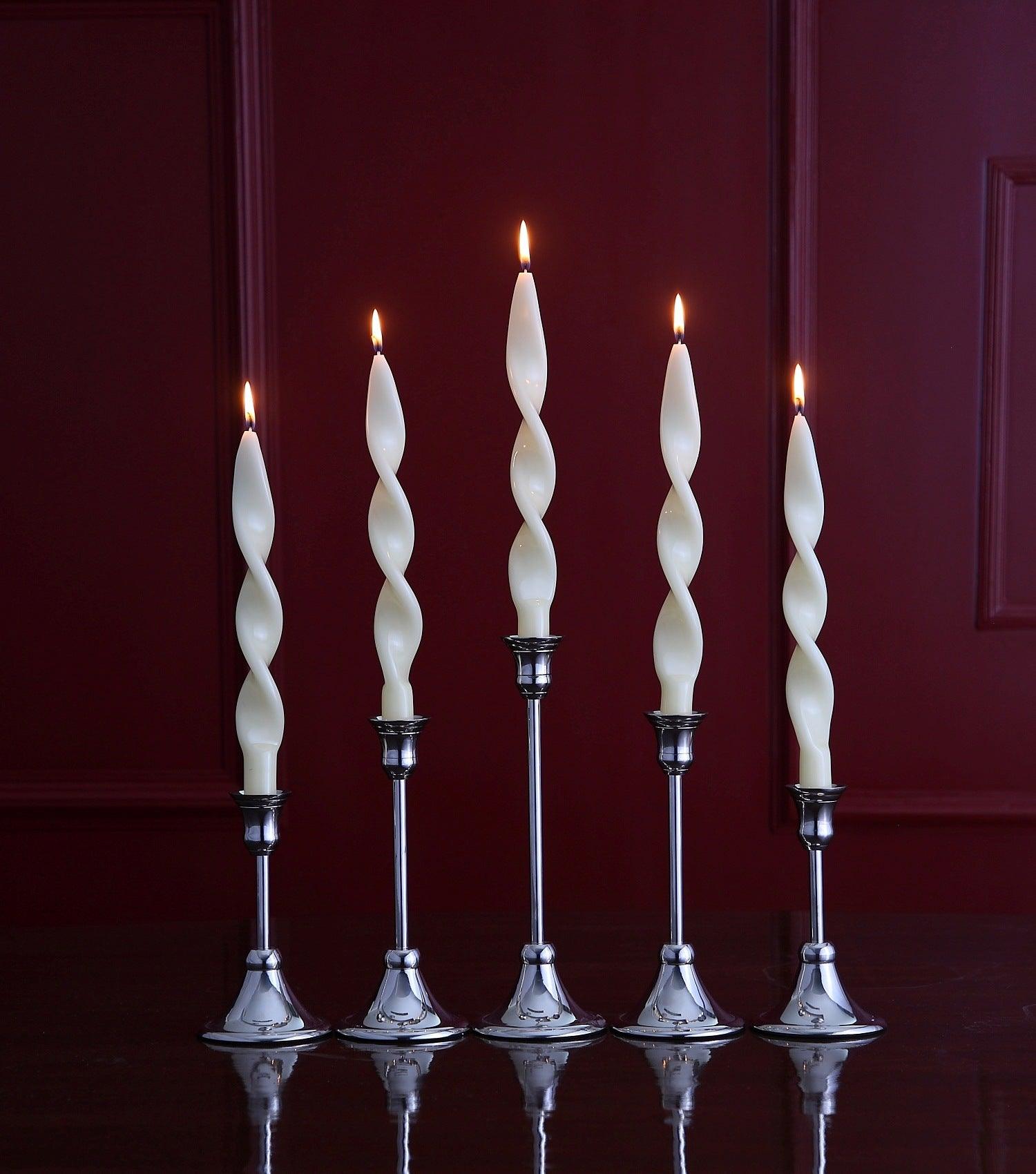 Ribbon Taper Candle Ivory Set of 4 - Elvy Lifestyle