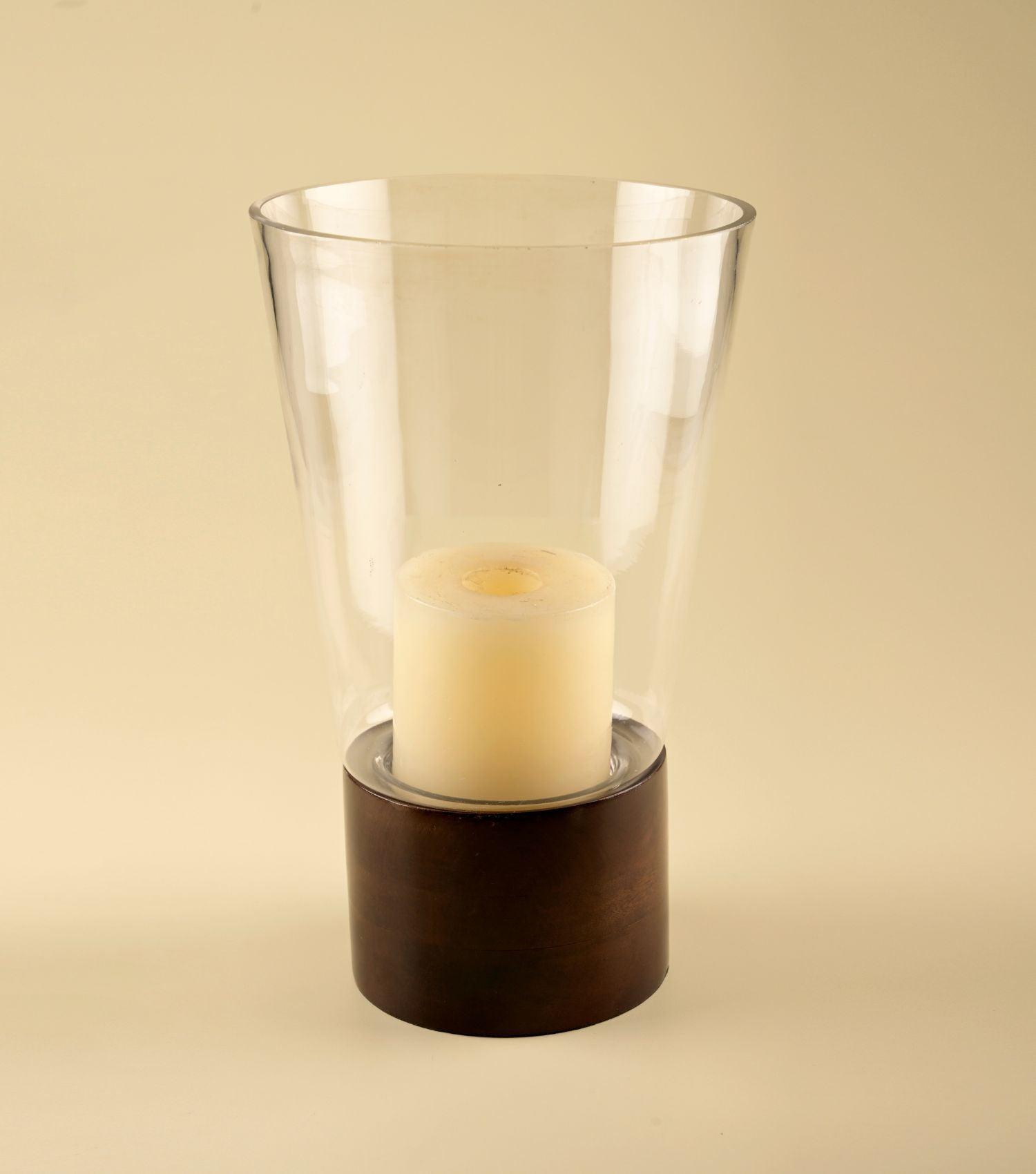 Walnut Table Hurricane - Elvy Lifestyle