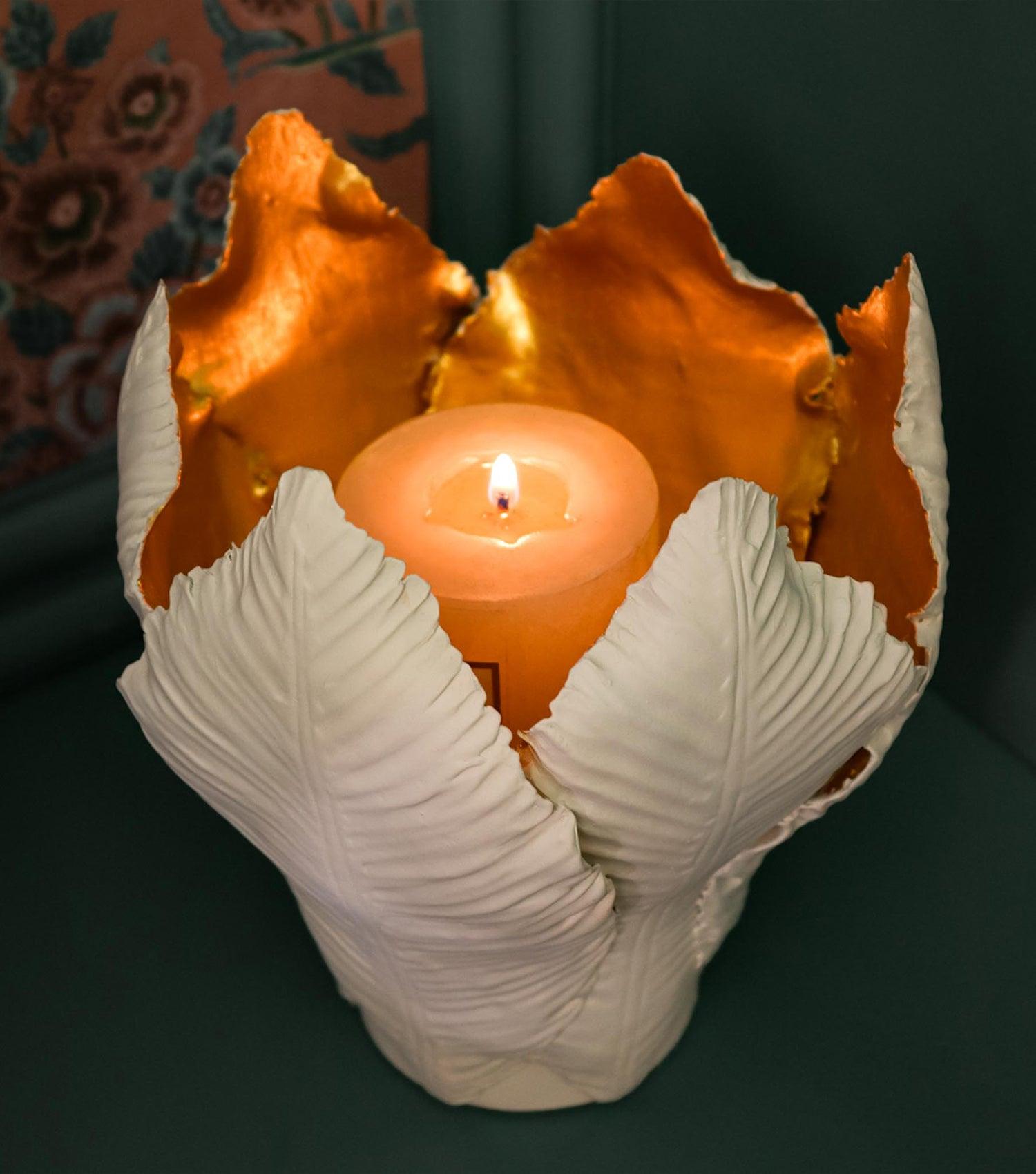 Magnolia Leaf Candle Holder - Large - Elvy Lifestyle