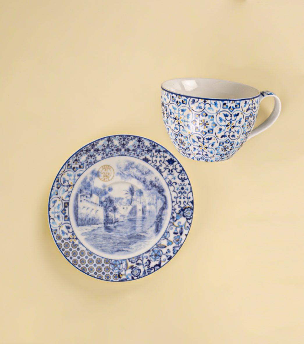 Indigo Cup and Saucer Set - Elvy Lifestyle