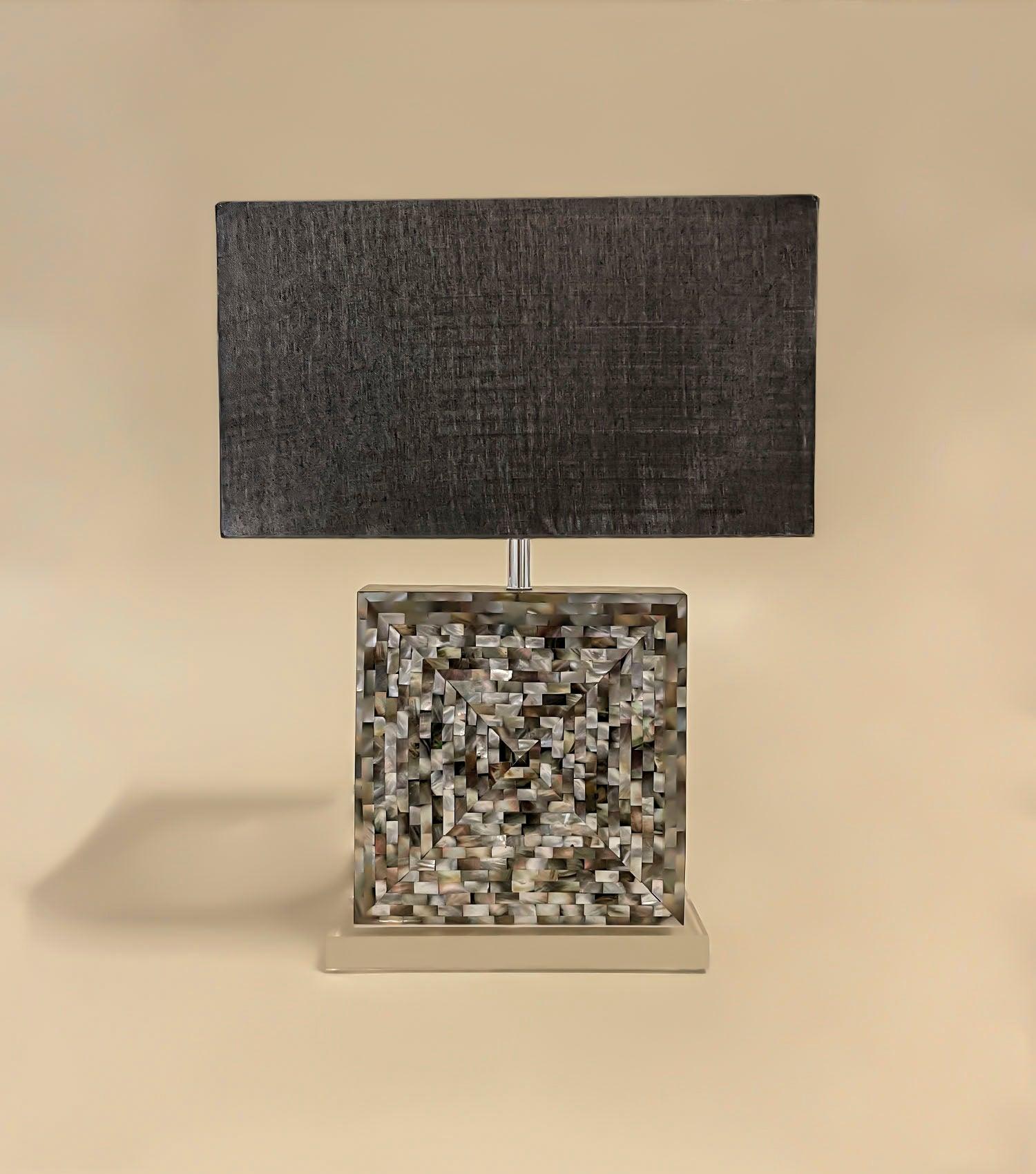 MOP lamp with shade Black - Elvy Lifestyle