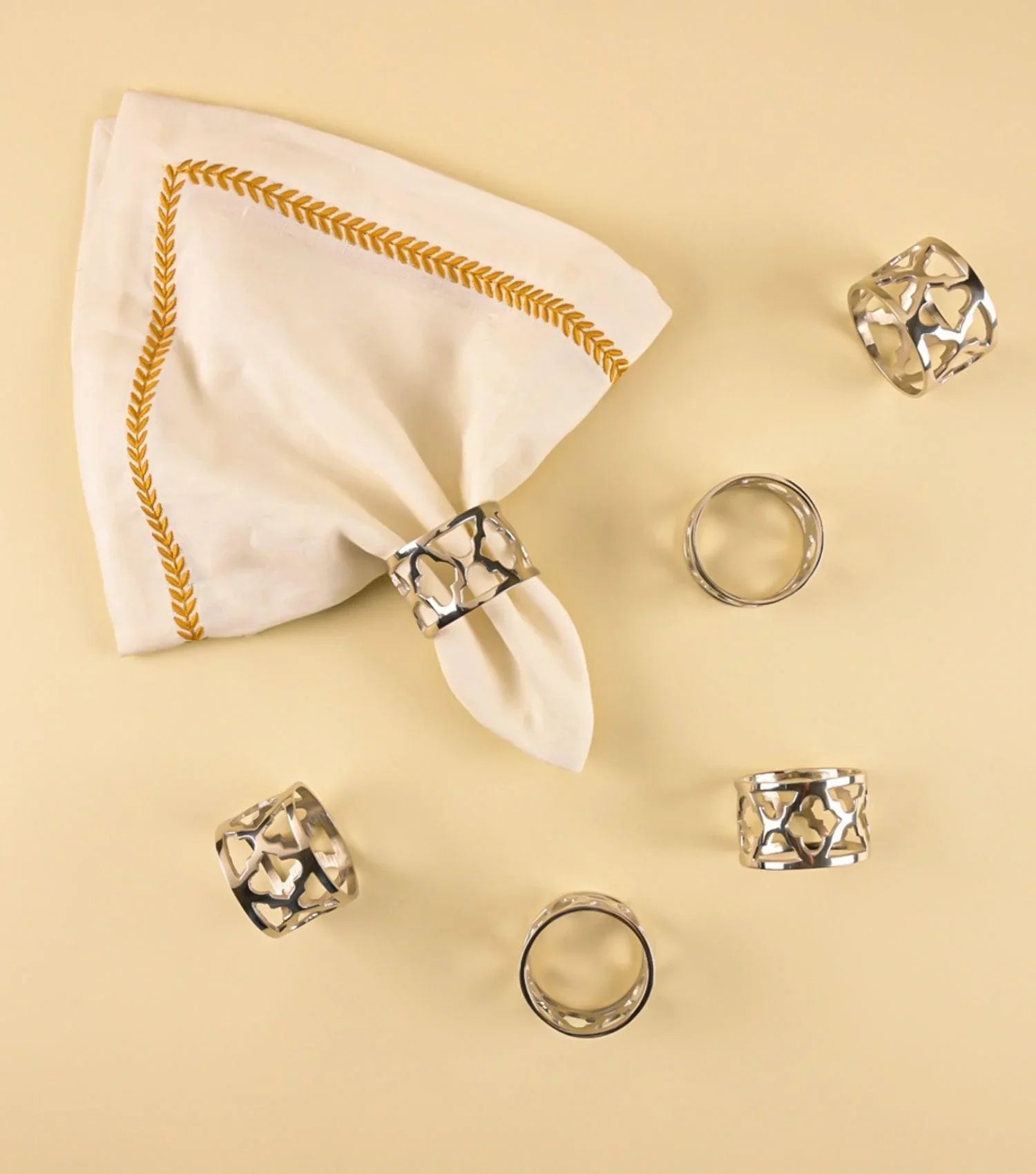 Beespoke Napkin Ring Nickel Set of 6 - Elvy Lifestyle