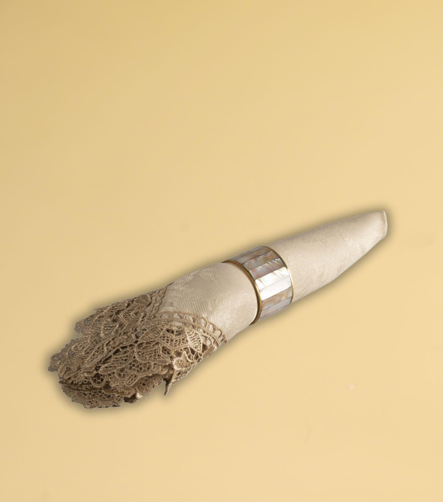 MOP Napkin Rings Gold set of 6 - Elvy Lifestyle