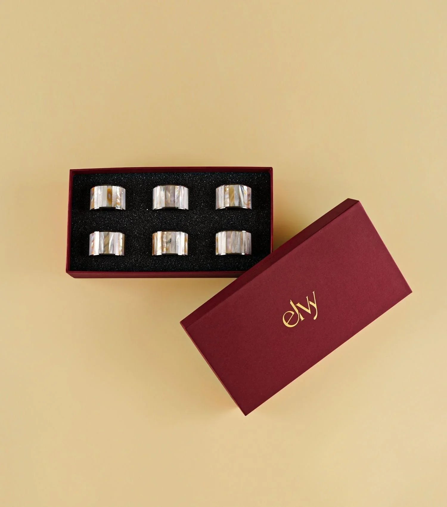 MOP Napkin Rings Nickel set of 6 - Elvy Lifestyle