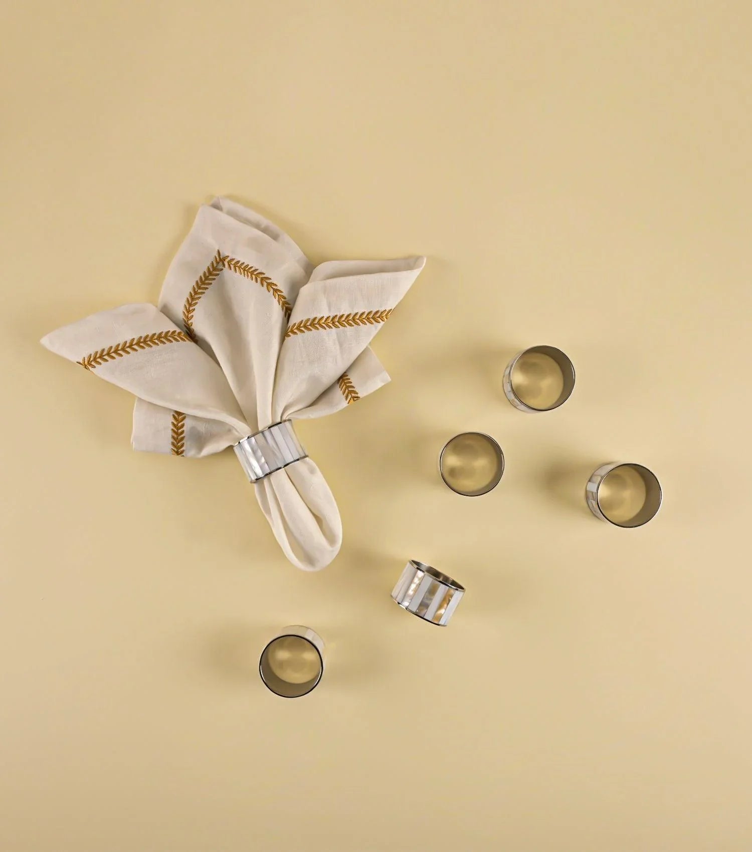 MOP Napkin Rings Nickel set of 6 - Elvy Lifestyle
