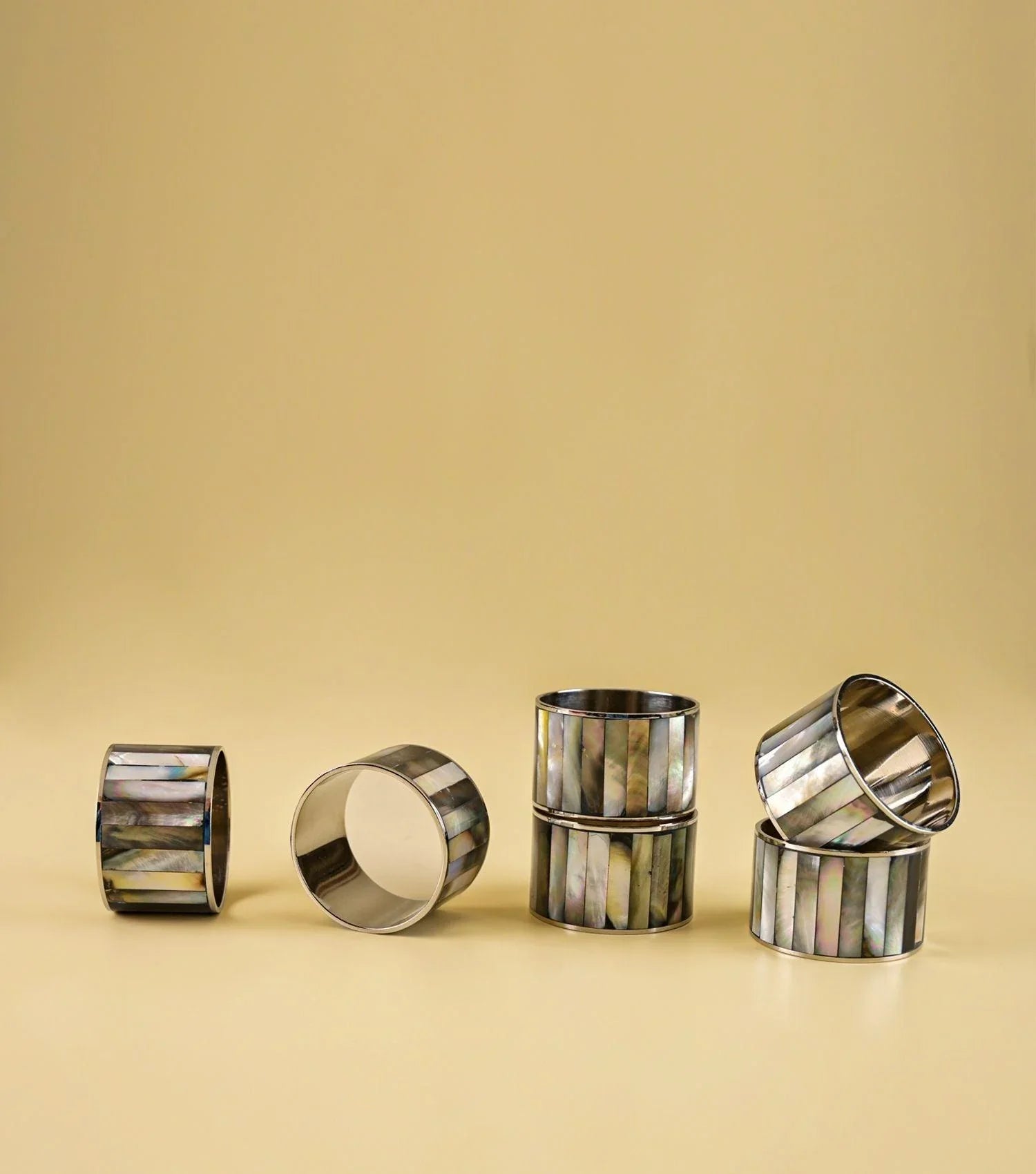 MOP Napkin Ring Black Set of 6 - Elvy Lifestyle