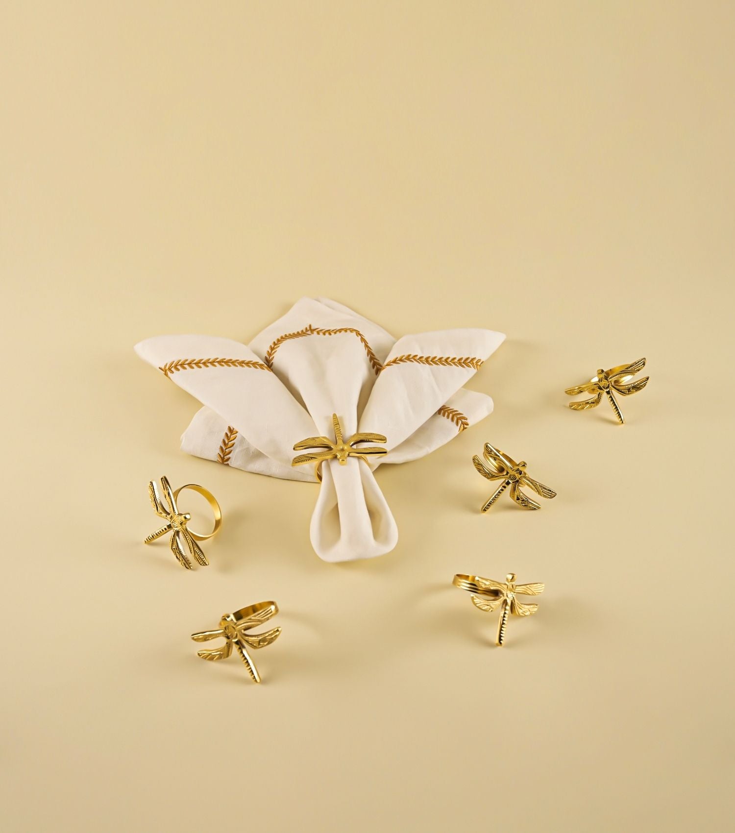 Dragon Fly Napkin rings Gold