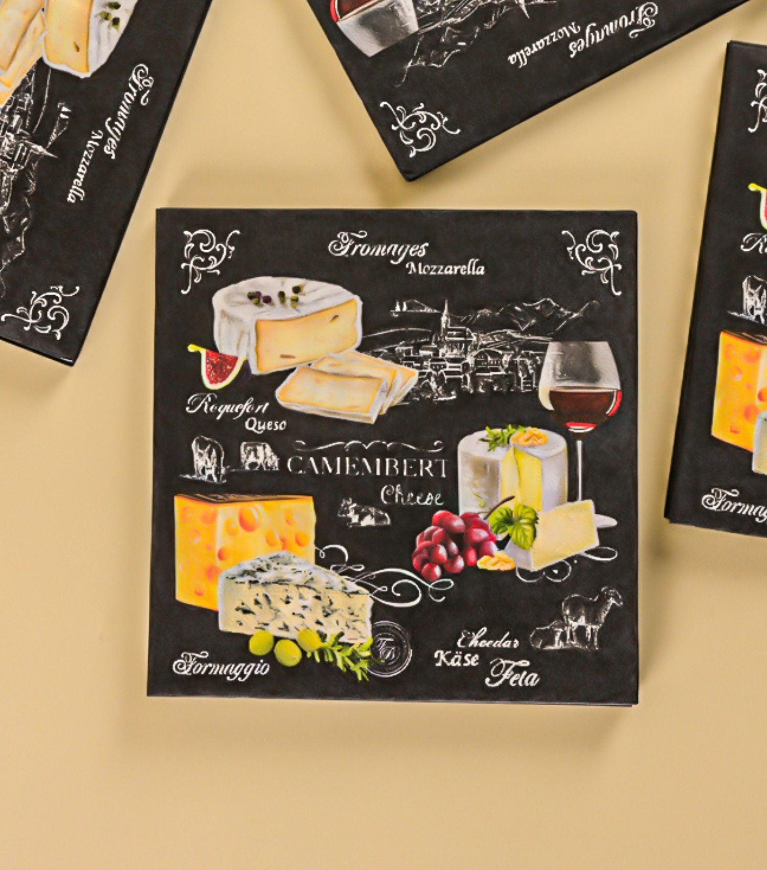 World Of Cheese Napkins Set of 20 - Elvy Lifestyle