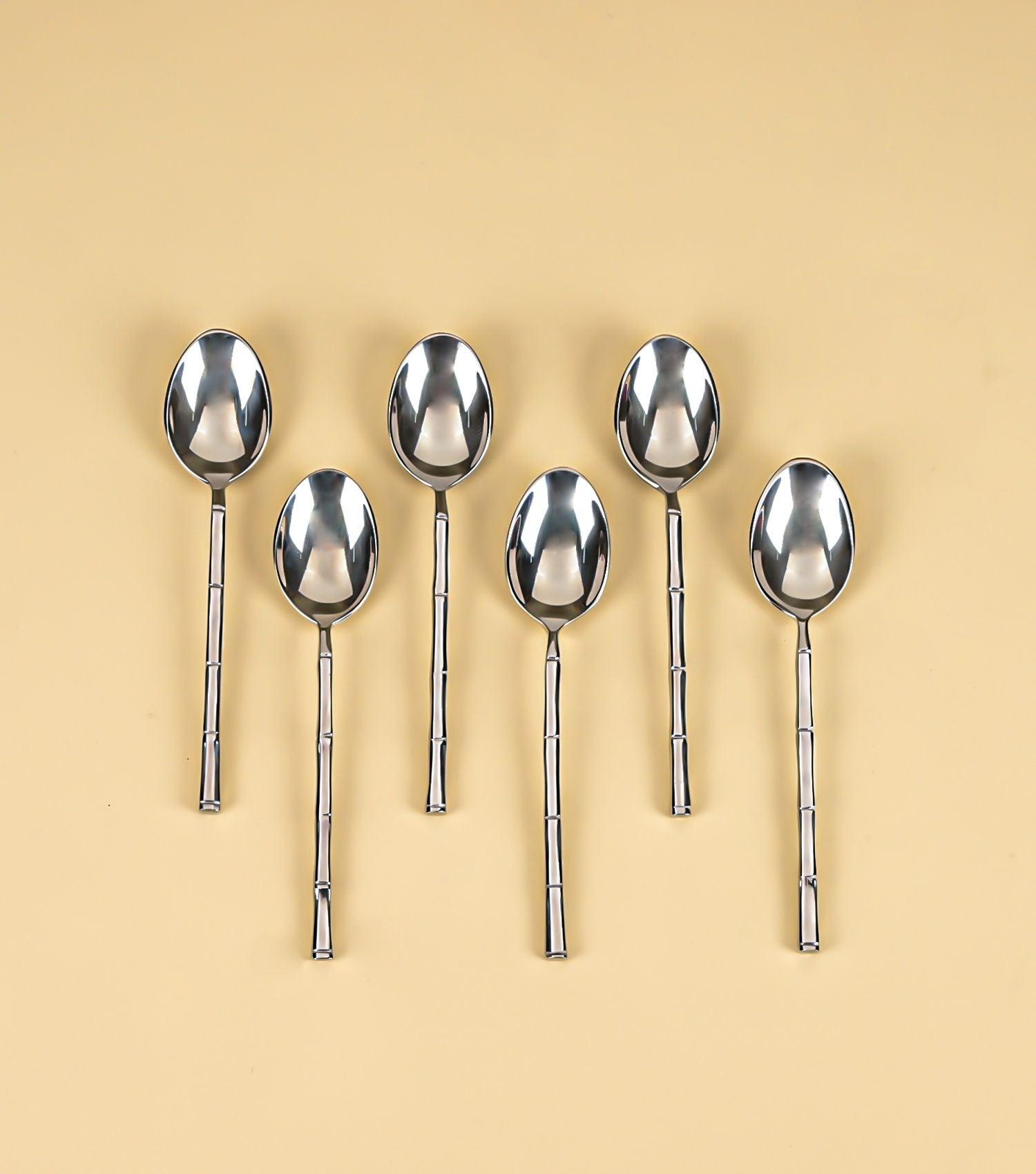 Bamboo Tea Spoon Nickel Set of 6 - Elvy Lifestyle