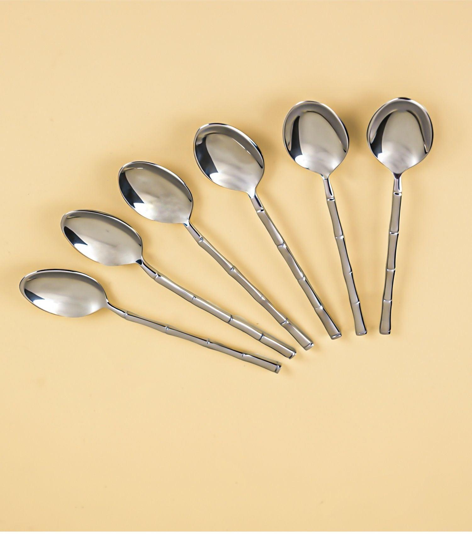 Bamboo Tea Spoon Nickel Set of 6 - Elvy Lifestyle