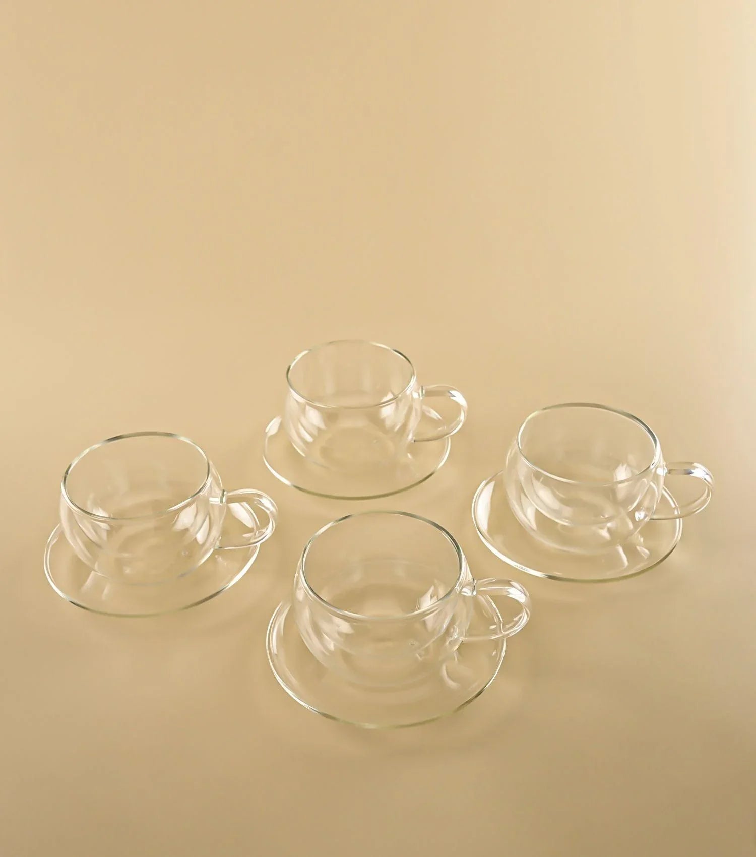 Double Walled Cup & Saucers Set of 4 - Elvy Lifestyle