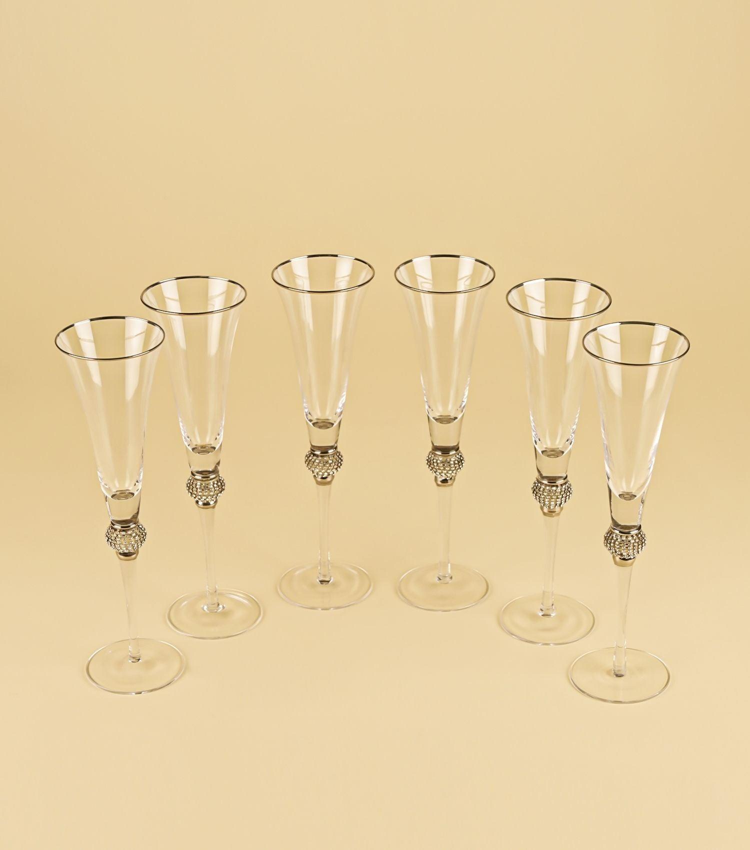 Fionna Champagne Glass Silver Set of 6 - Elvy Lifestyle