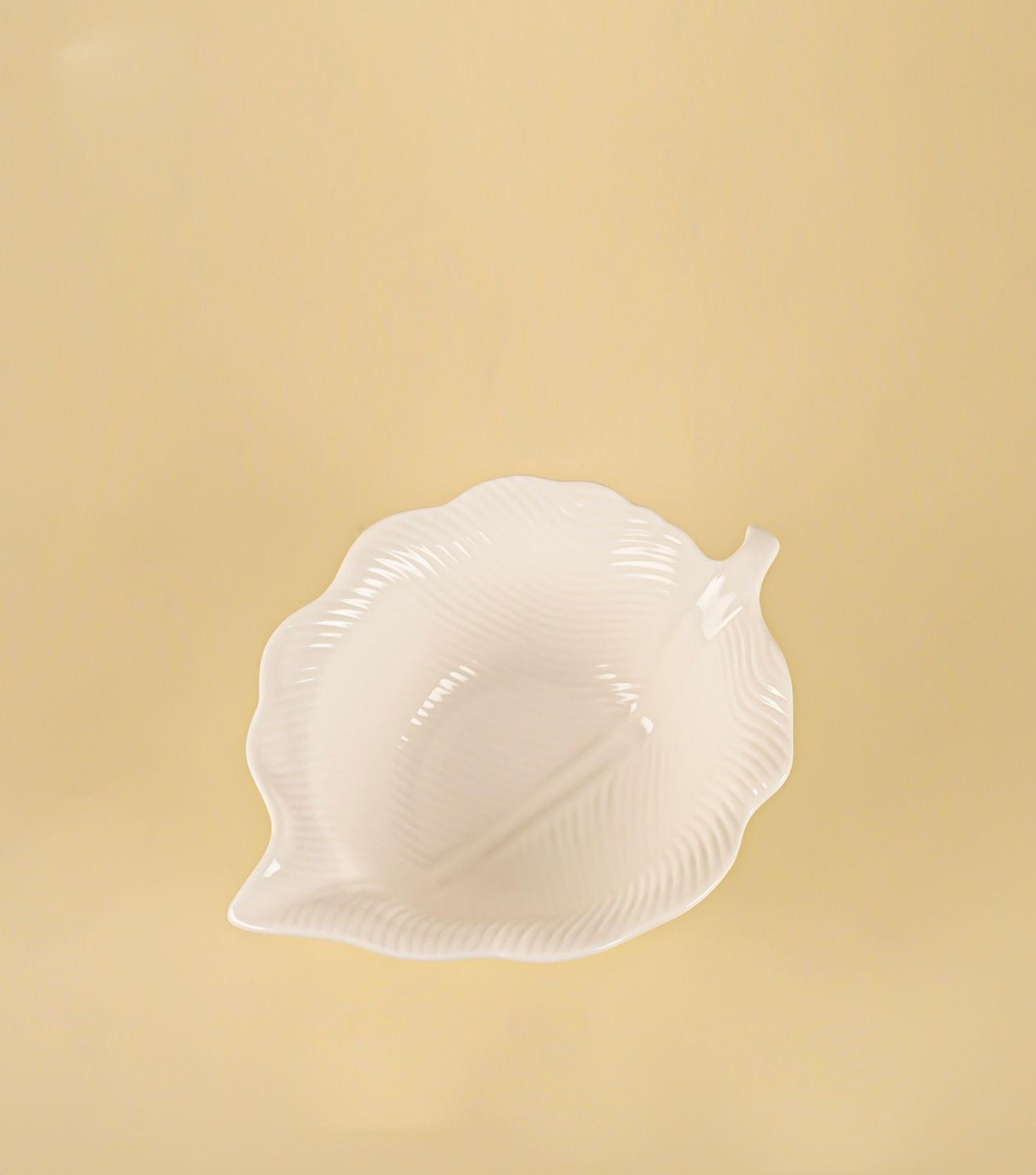 Tropical Leaf Bowl white - Elvy Lifestyle
