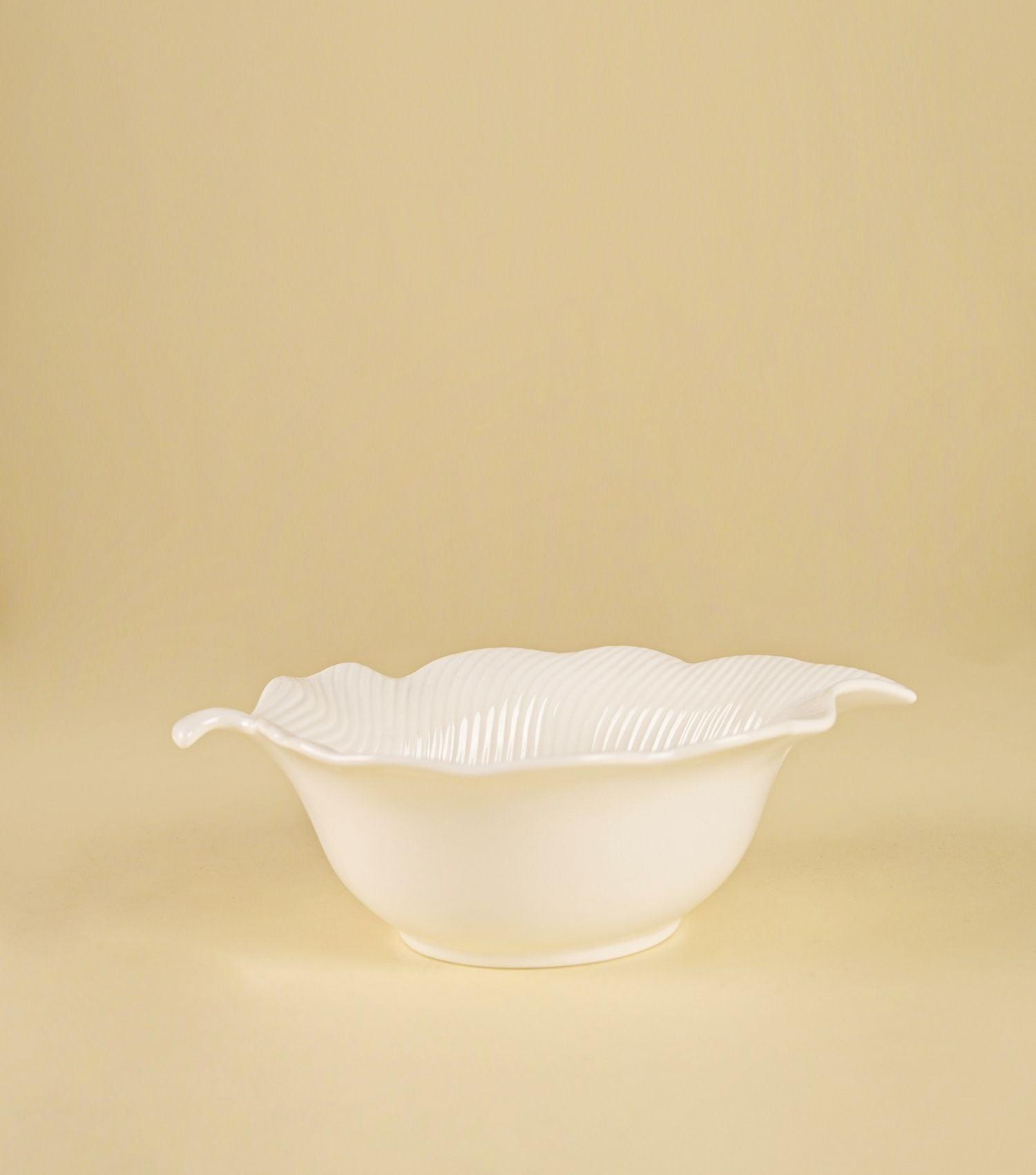 Tropical Leaf Bowl white - Elvy Lifestyle