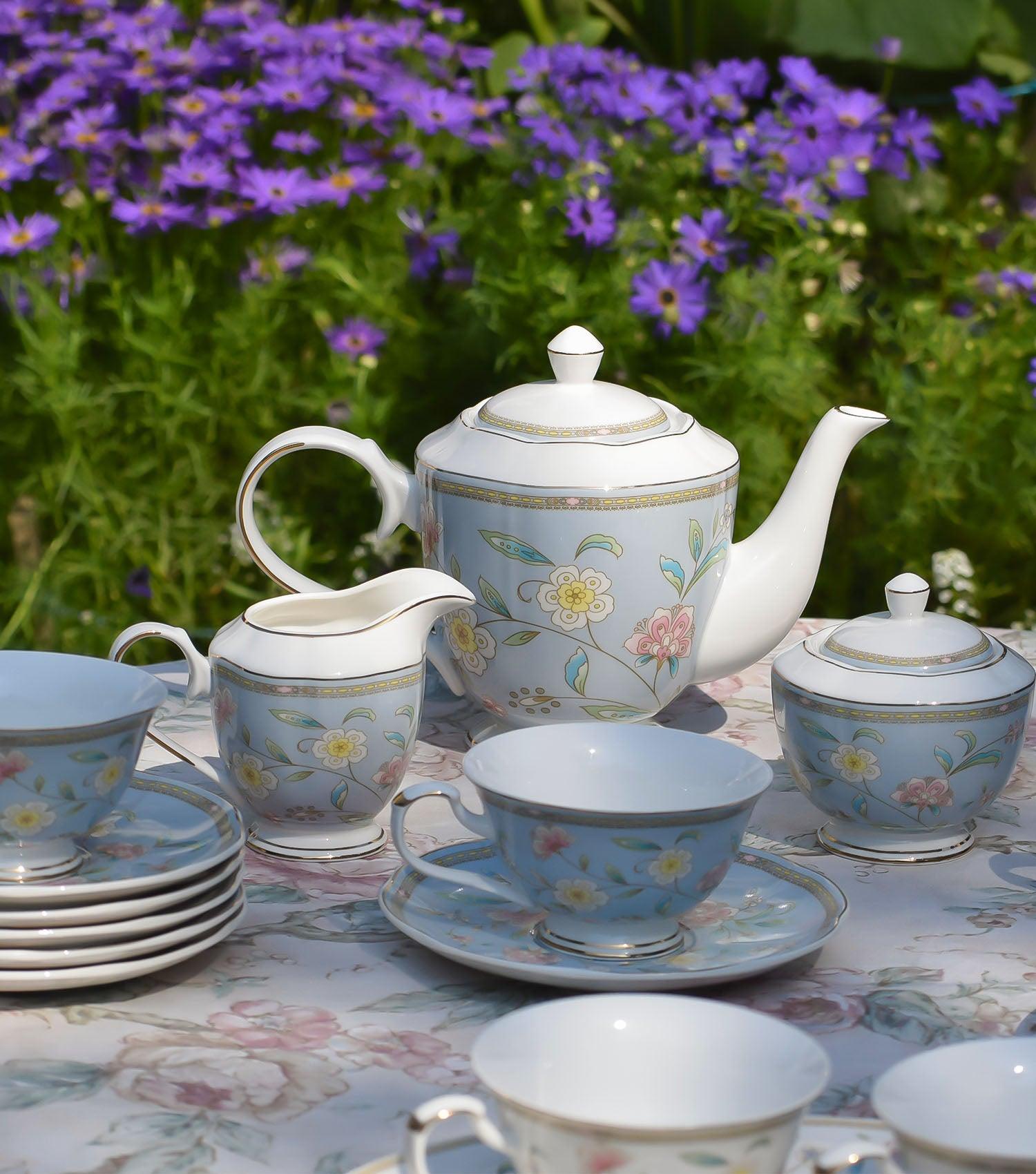 Bloom Blue Tea set of 15 - Elvy Lifestyle